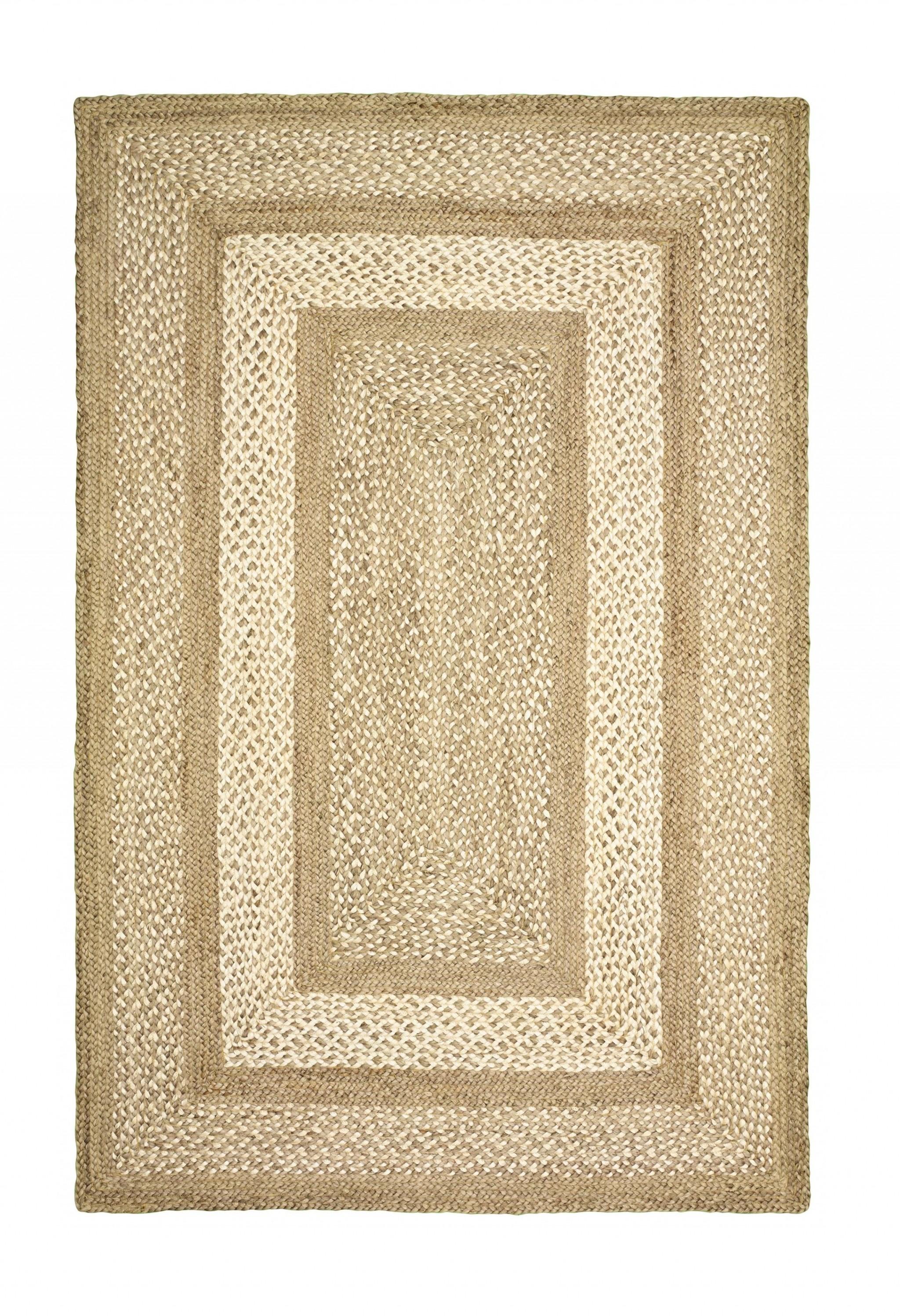 5’ x 8’ Tan Geometric Bordered Area Rug