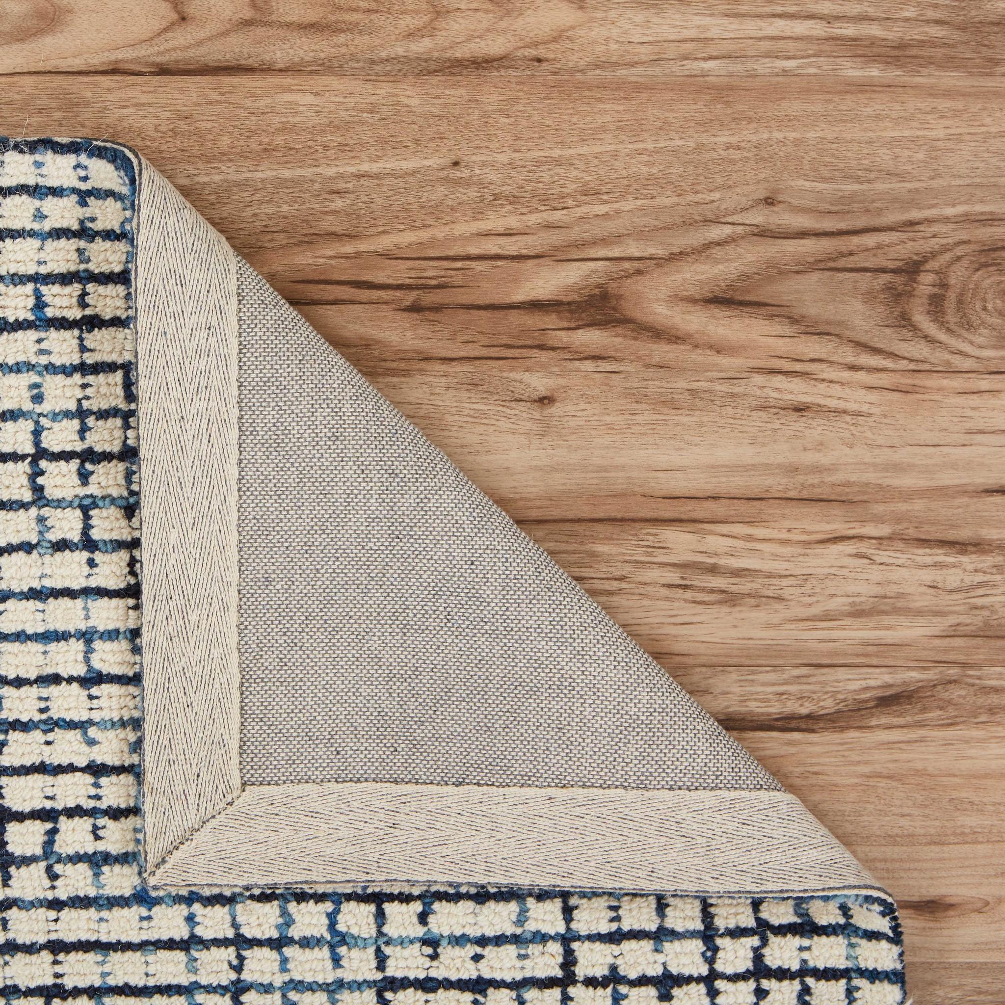 9’ x 12’ Navy and Ivory Grids Area Rug