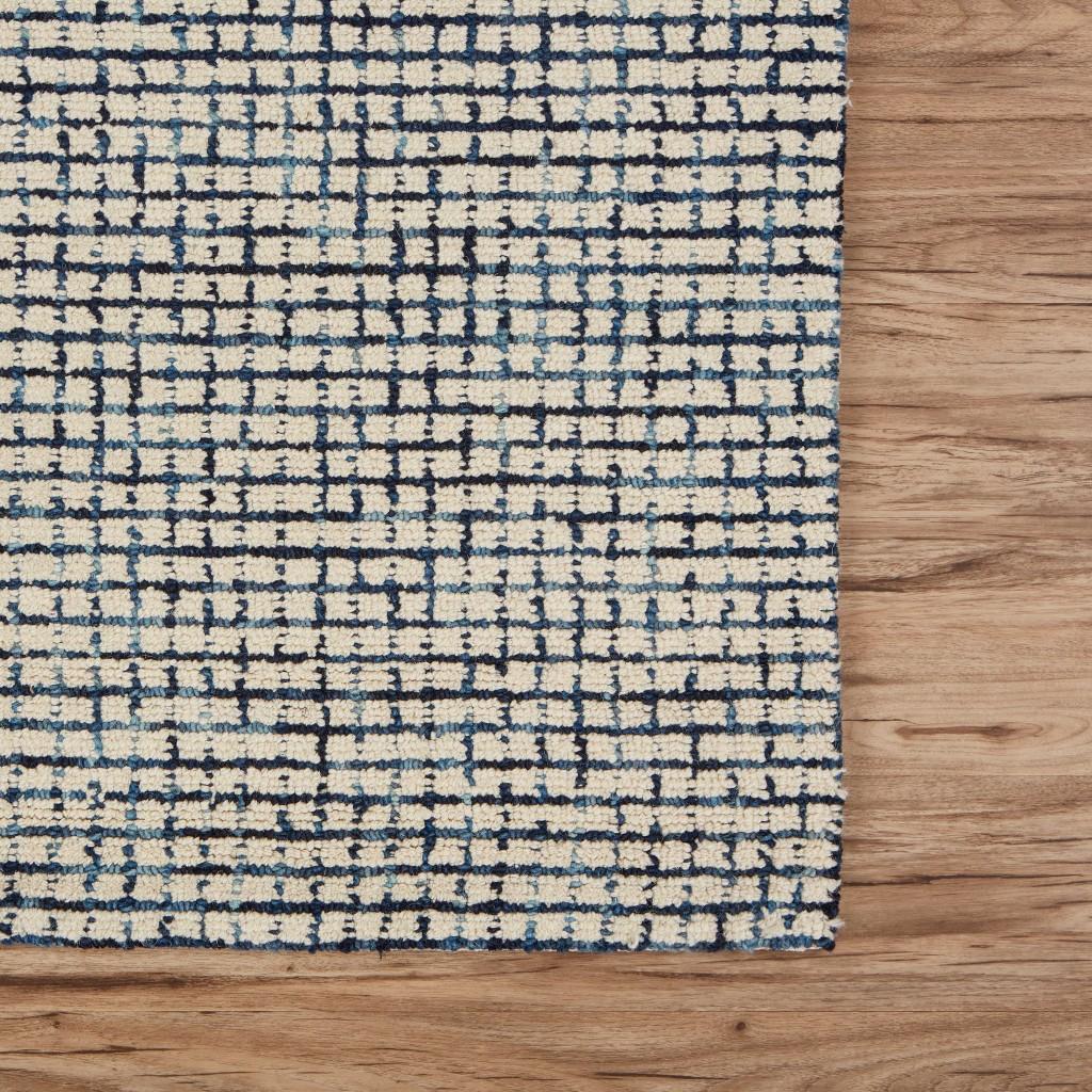 9’ x 12’ Navy and Ivory Grids Area Rug