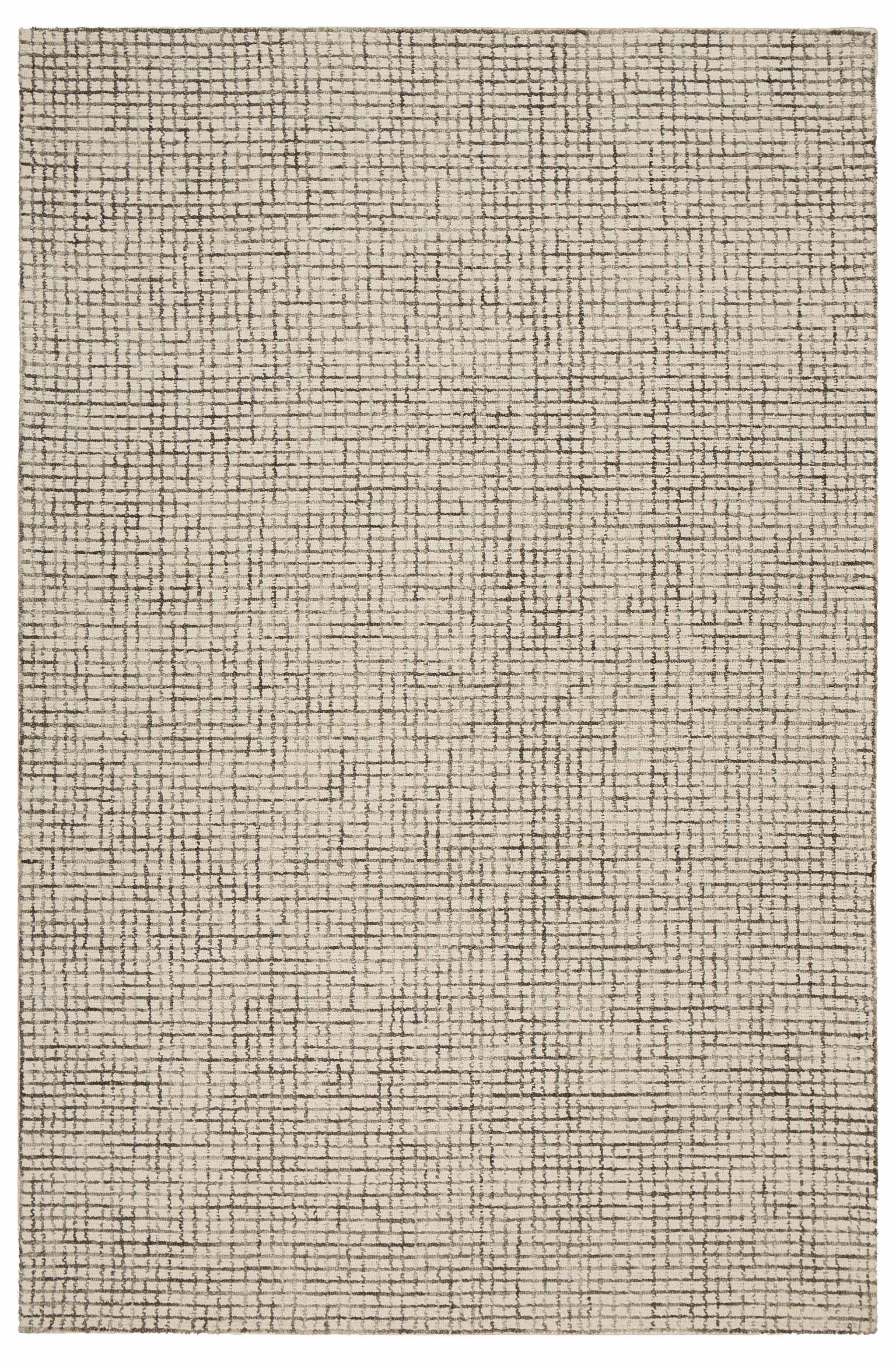 5’ x 8’ Tan and Ivory Grid Area Rug Default Title