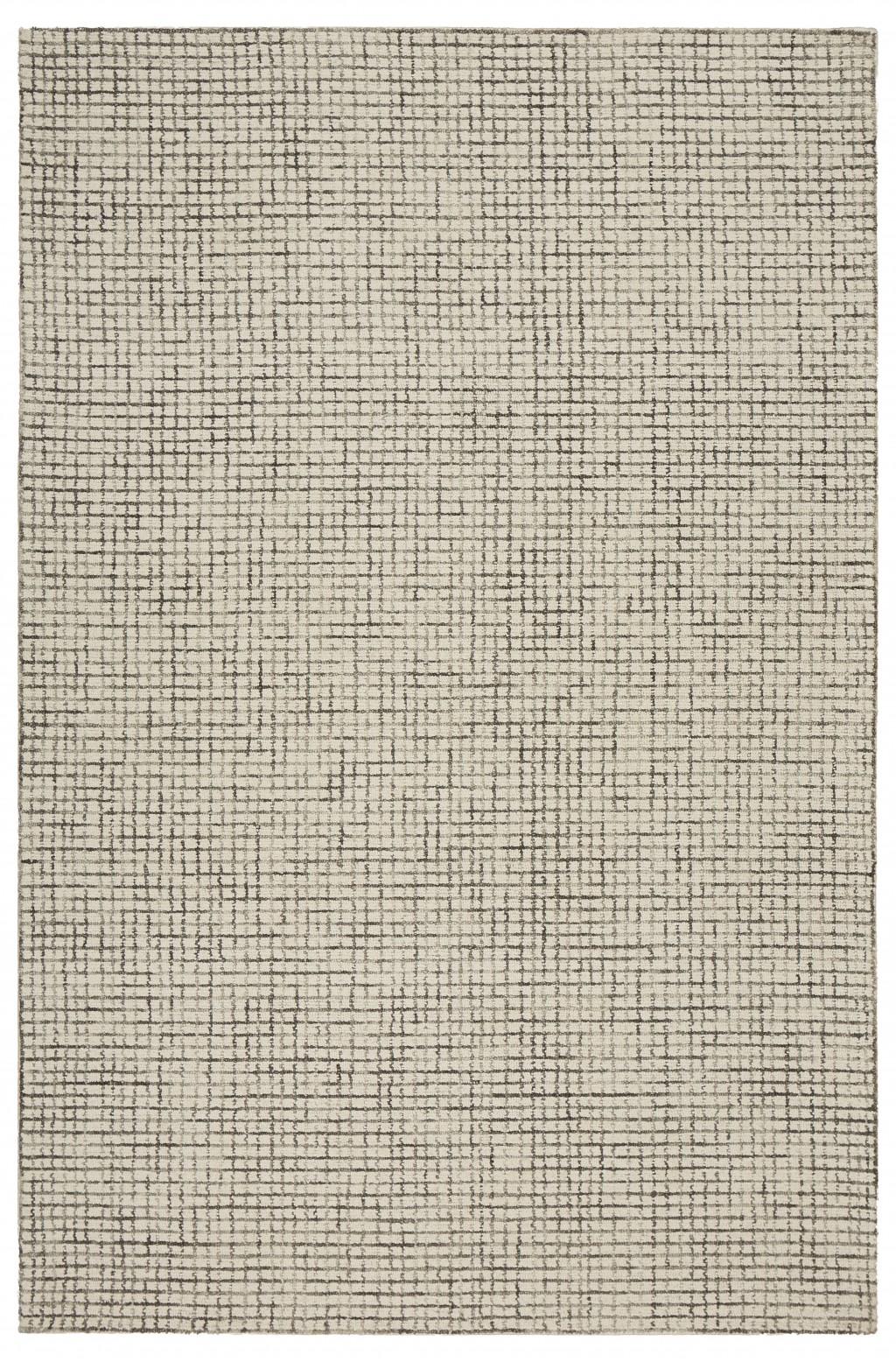 8’ x 10’ Tan and Ivory Grid Area Rug Default Title