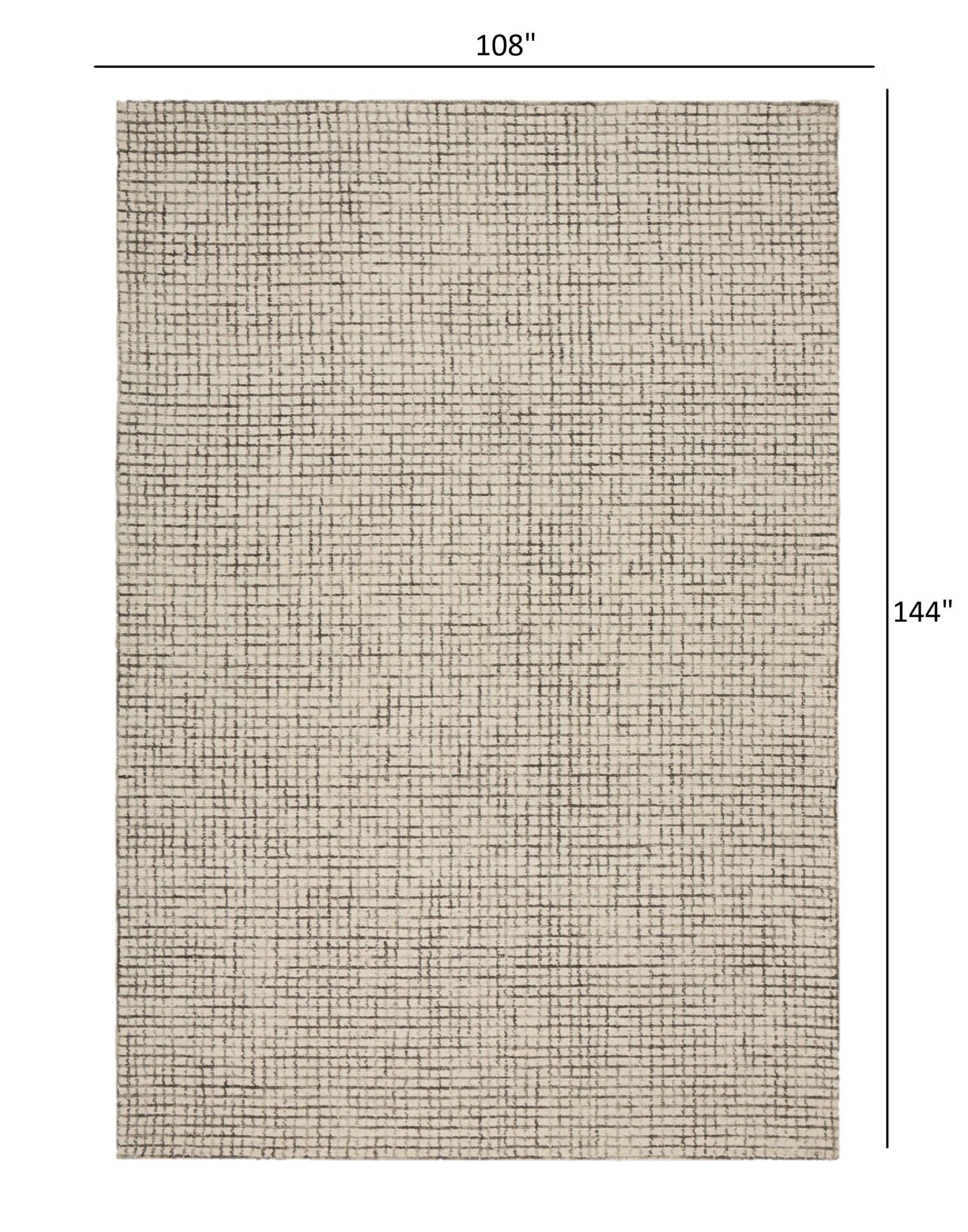 9’ x 12’ Tan and Ivory Grid Area Rug