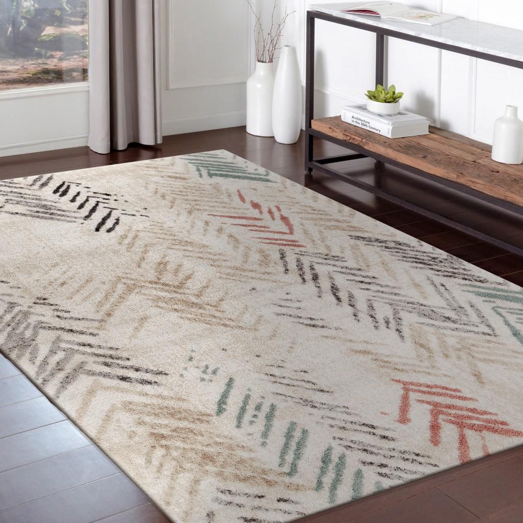 8’ x 10’ Ivory Eclectic Arrows Area Rug