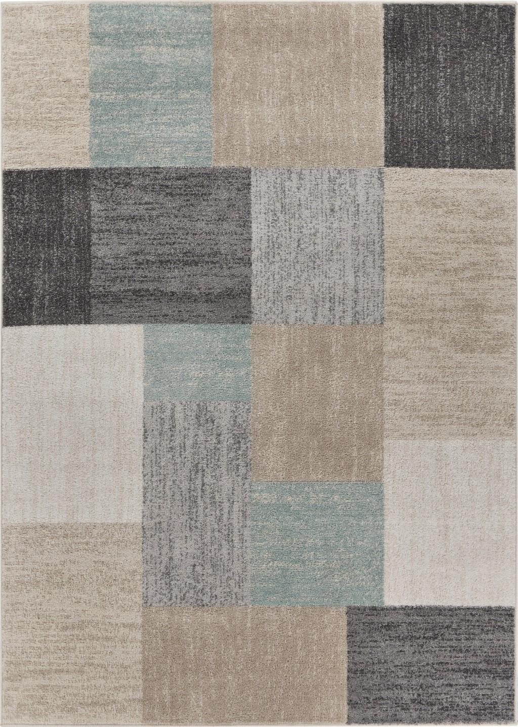 8’ x 10’ Beige and Black Modern Blocks Area Rug Default Title
