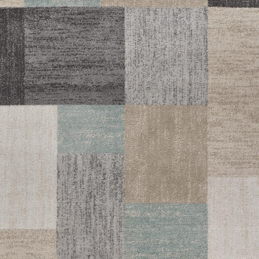 8’ x 10’ Beige and Black Modern Blocks Area Rug