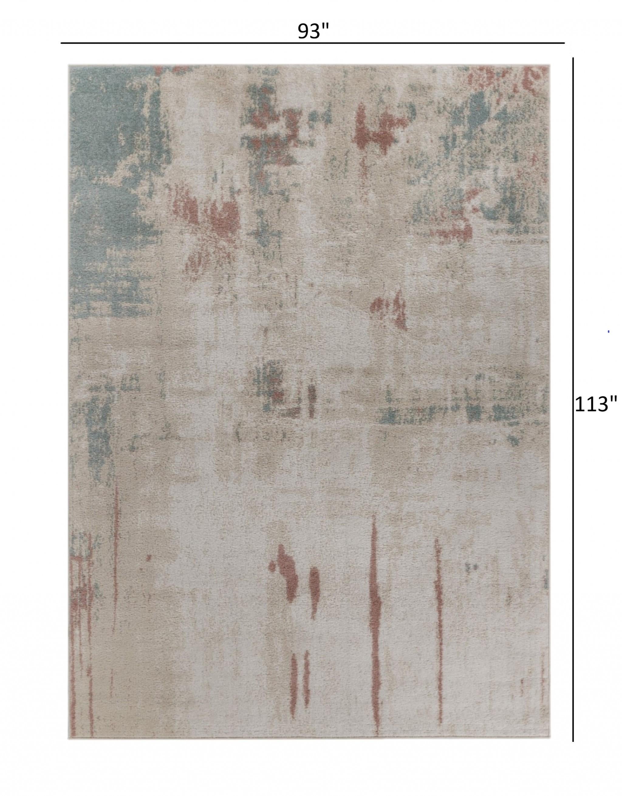 8’ x 9’ Tan Abstract Watercolor Area Rug