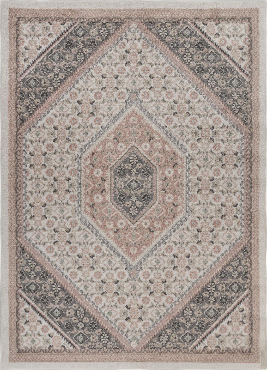 5’ x 7’ Gray and Blush Traditional Area Rug Default Title