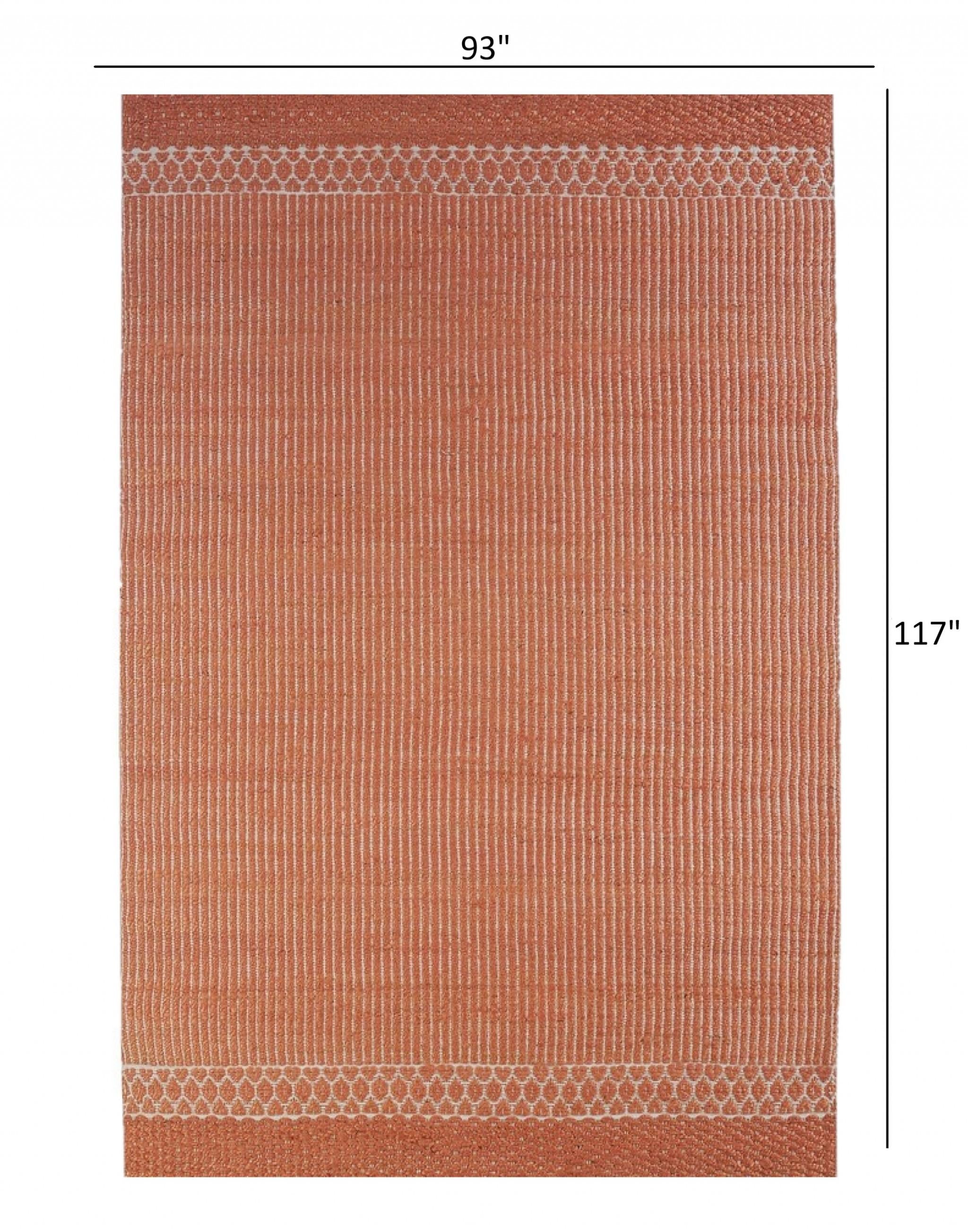 8’ x 10’ Orange and White Thin Striped Area Rug
