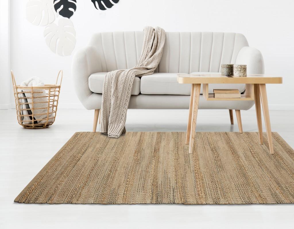 5’ x 8’ Tan and Gray Intricately Handwoven Area Rug