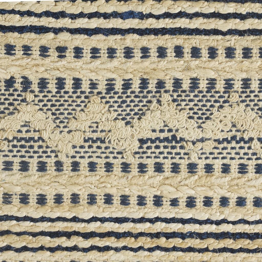8’ x 10’ Blue and Beige Chevron Striped Area Rug