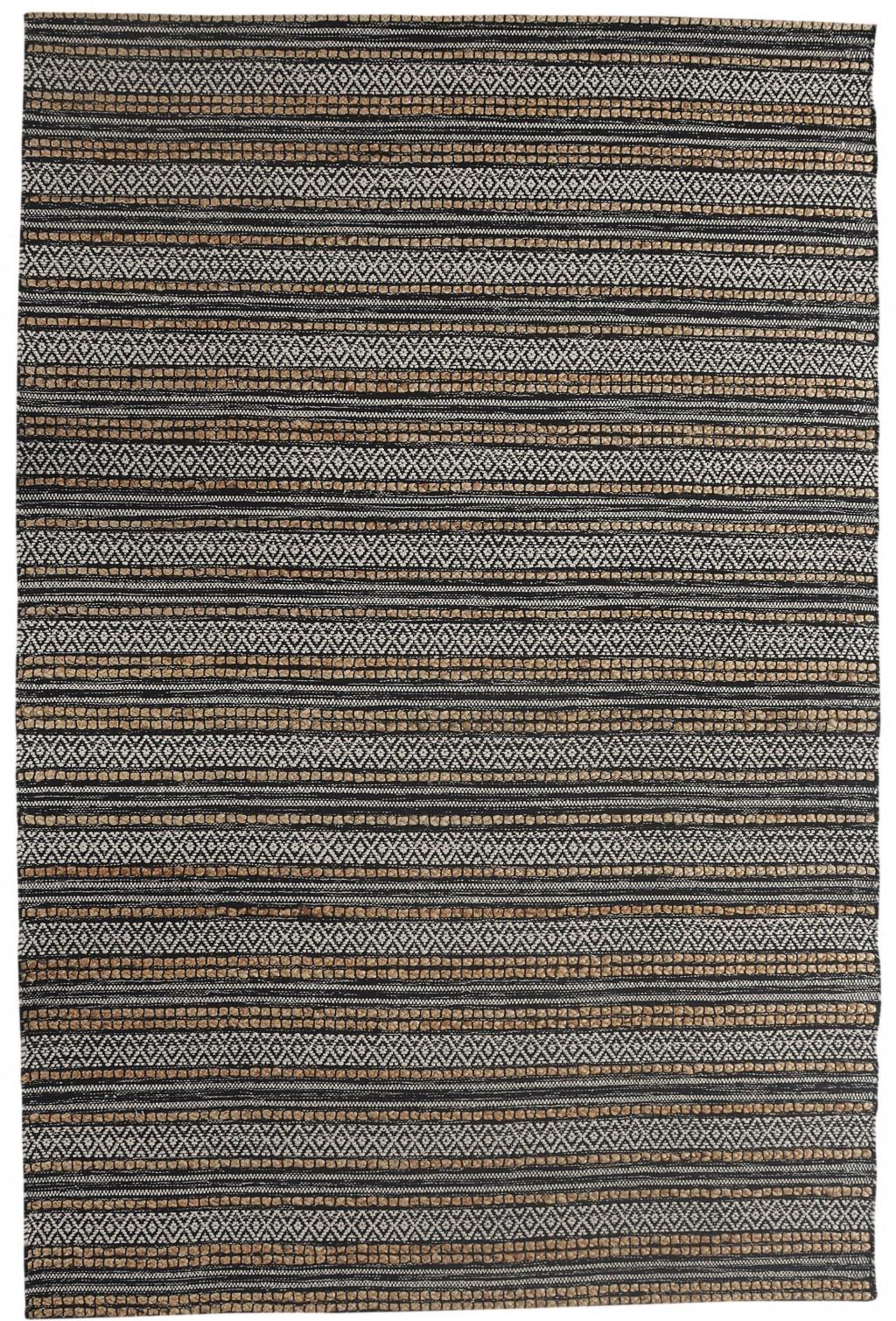 5’ x 8’ Black and Tan Decorative Striped Area Rug Default Title