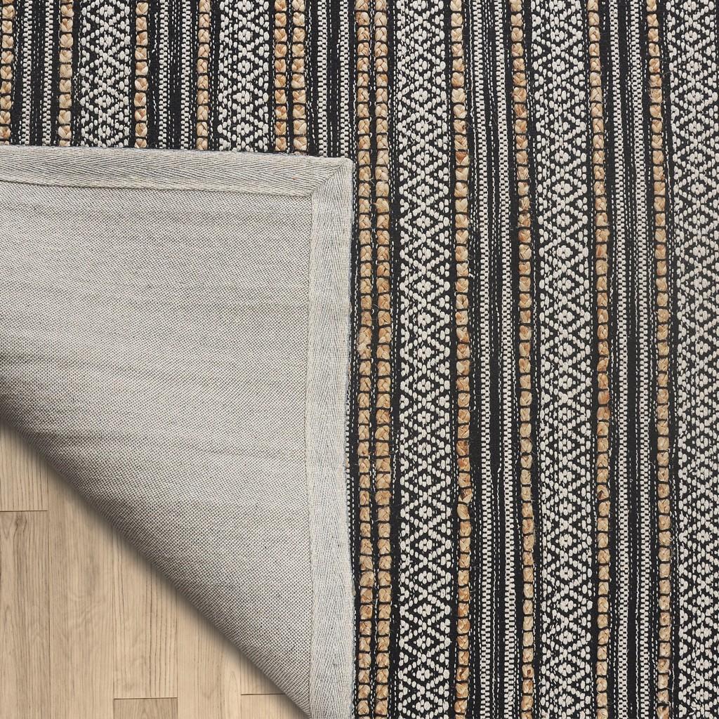 5’ x 8’ Black and Tan Decorative Striped Area Rug