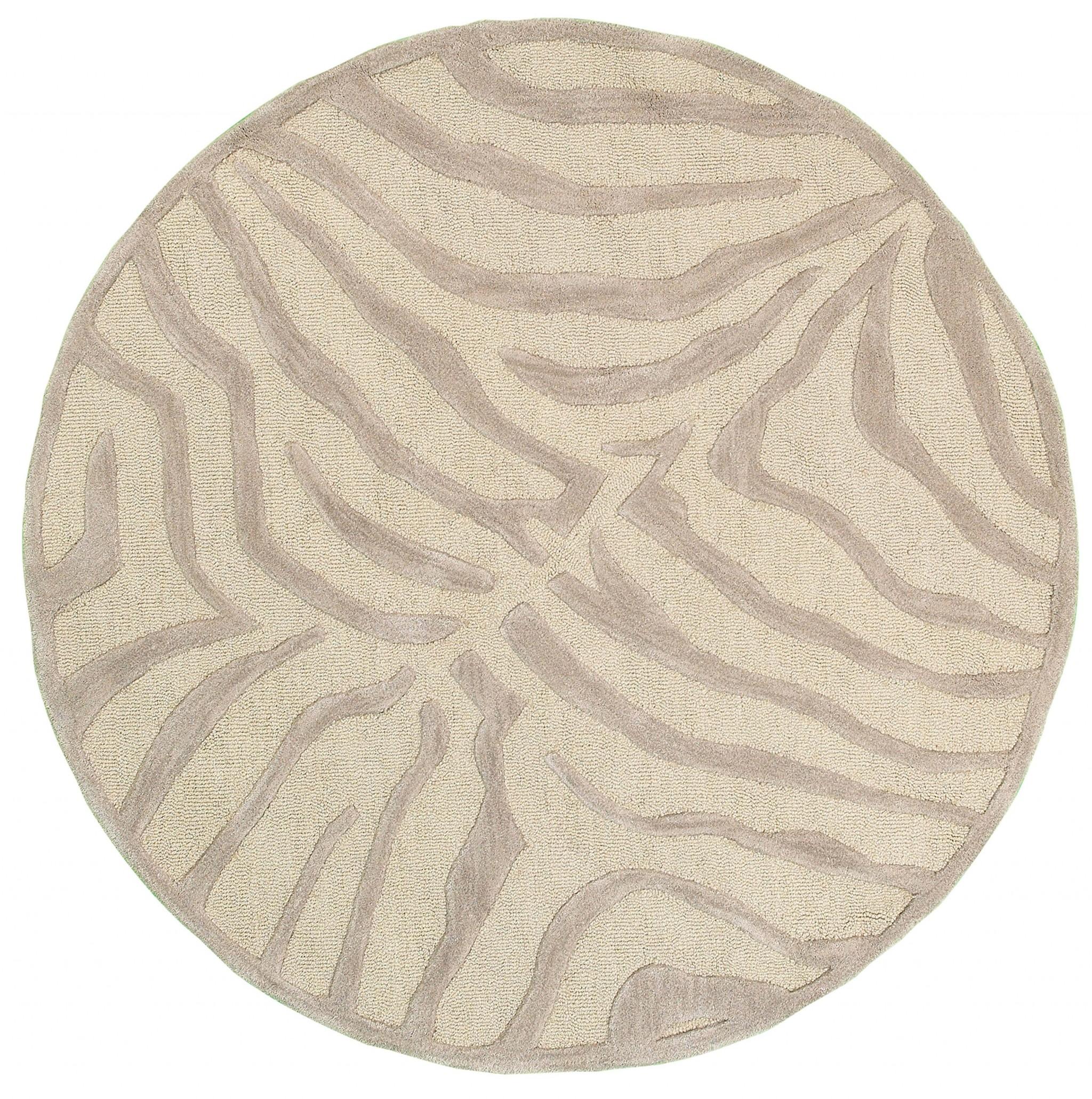 5’ Round Taupe Zebra Pattern Area Rug Default Title