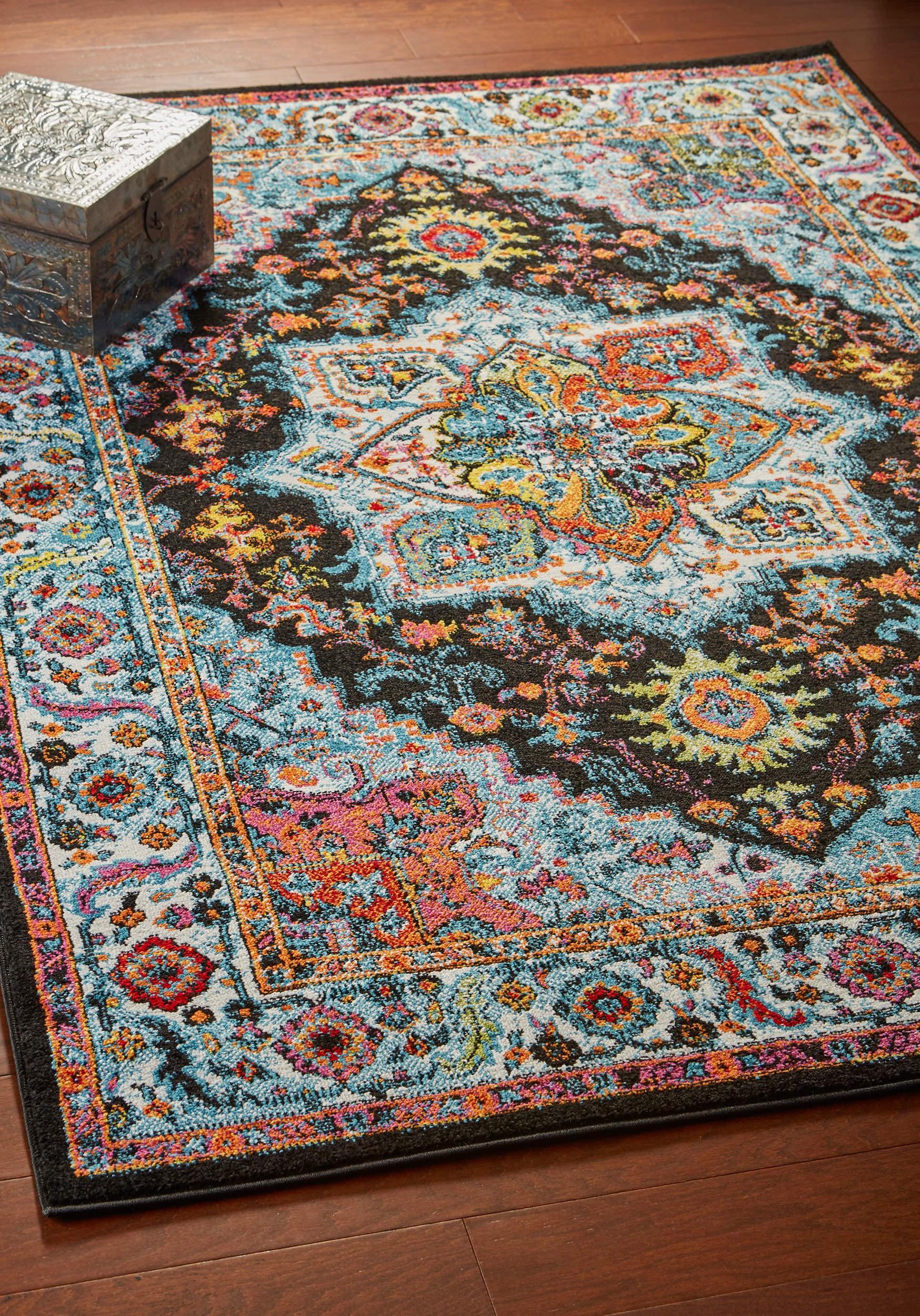 5’ x 7’ Black Decorative Medallion Area Rug