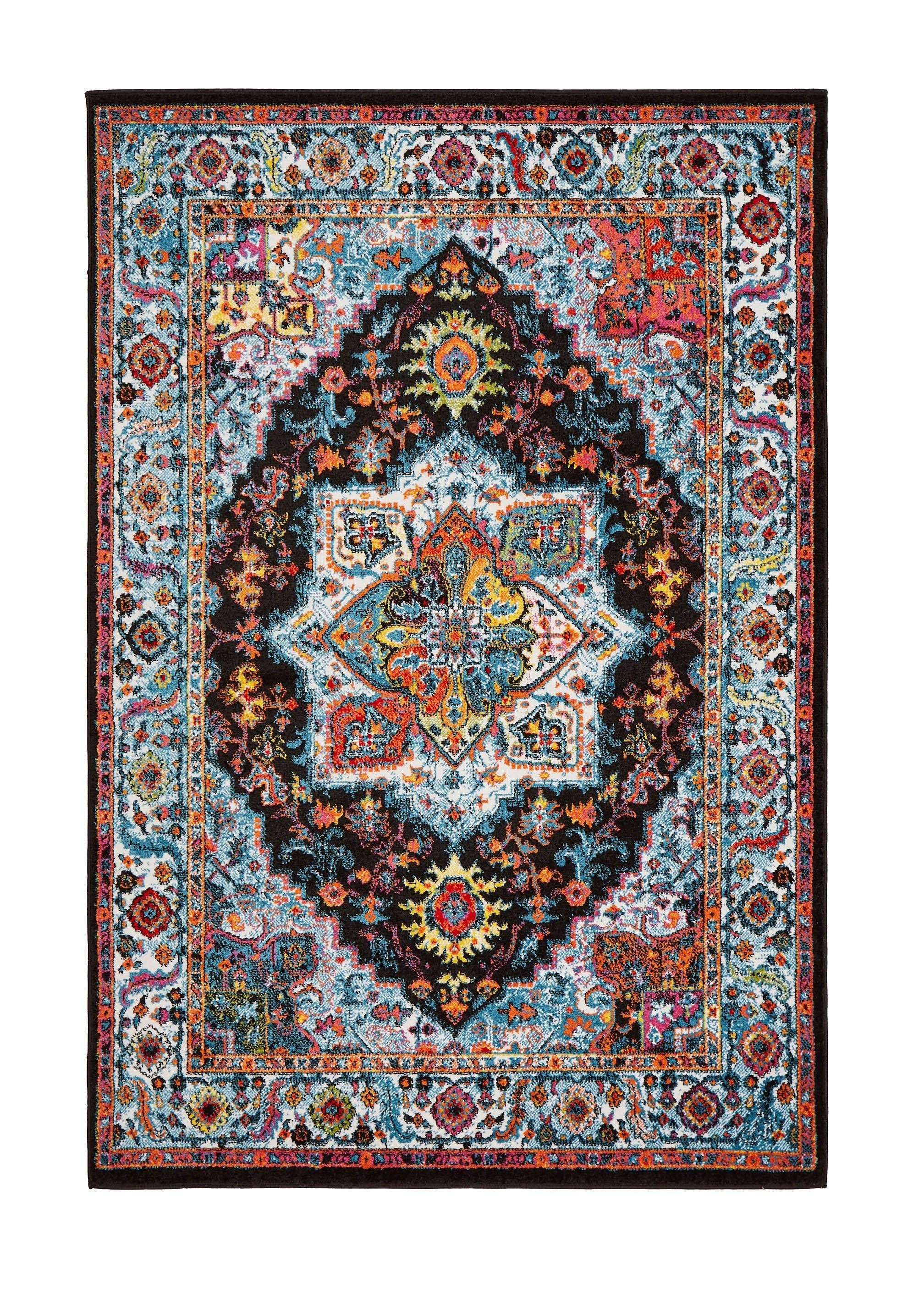 5’ x 7’ Black Decorative Medallion Area Rug