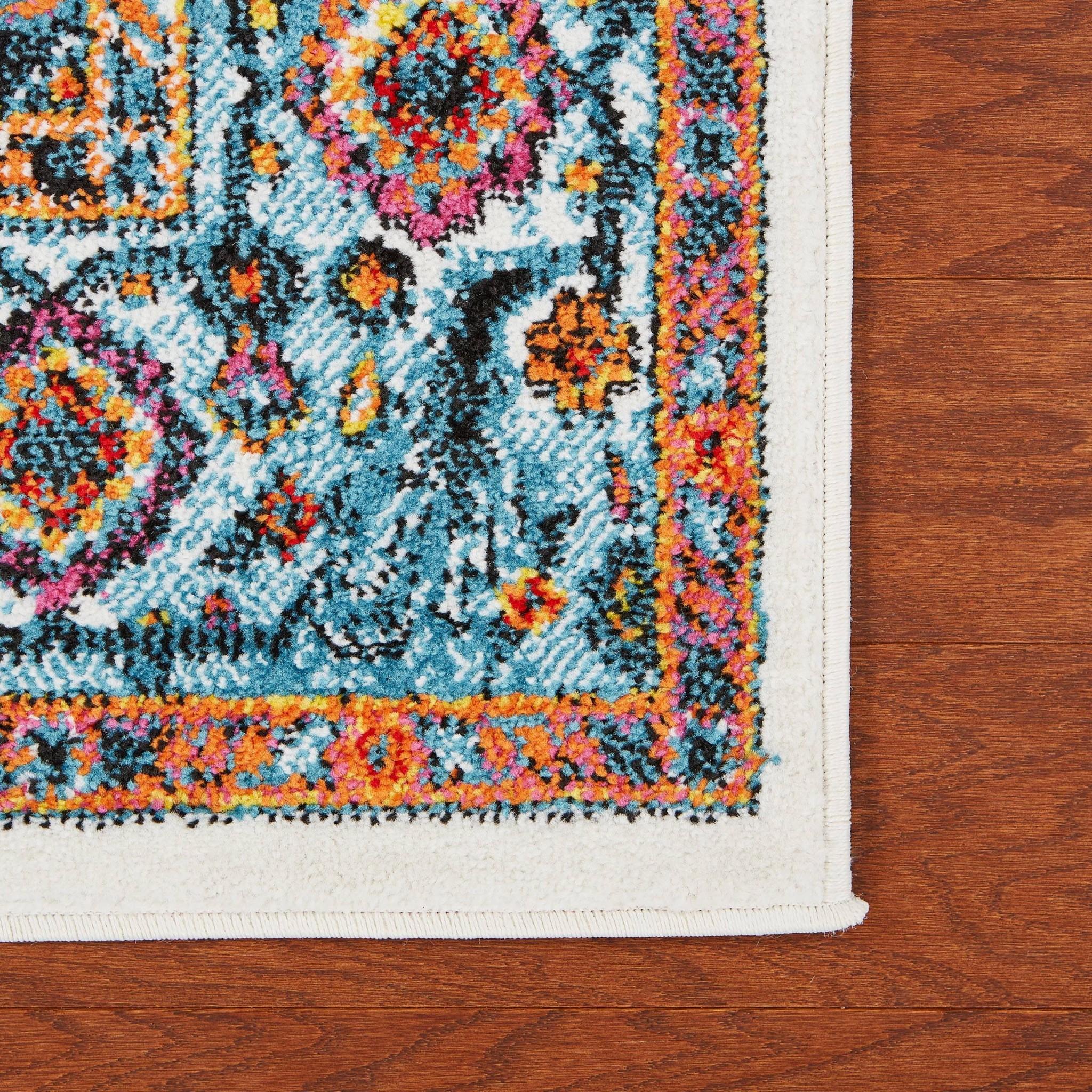 5’ x 7’ White Decorative Medallion Area Rug