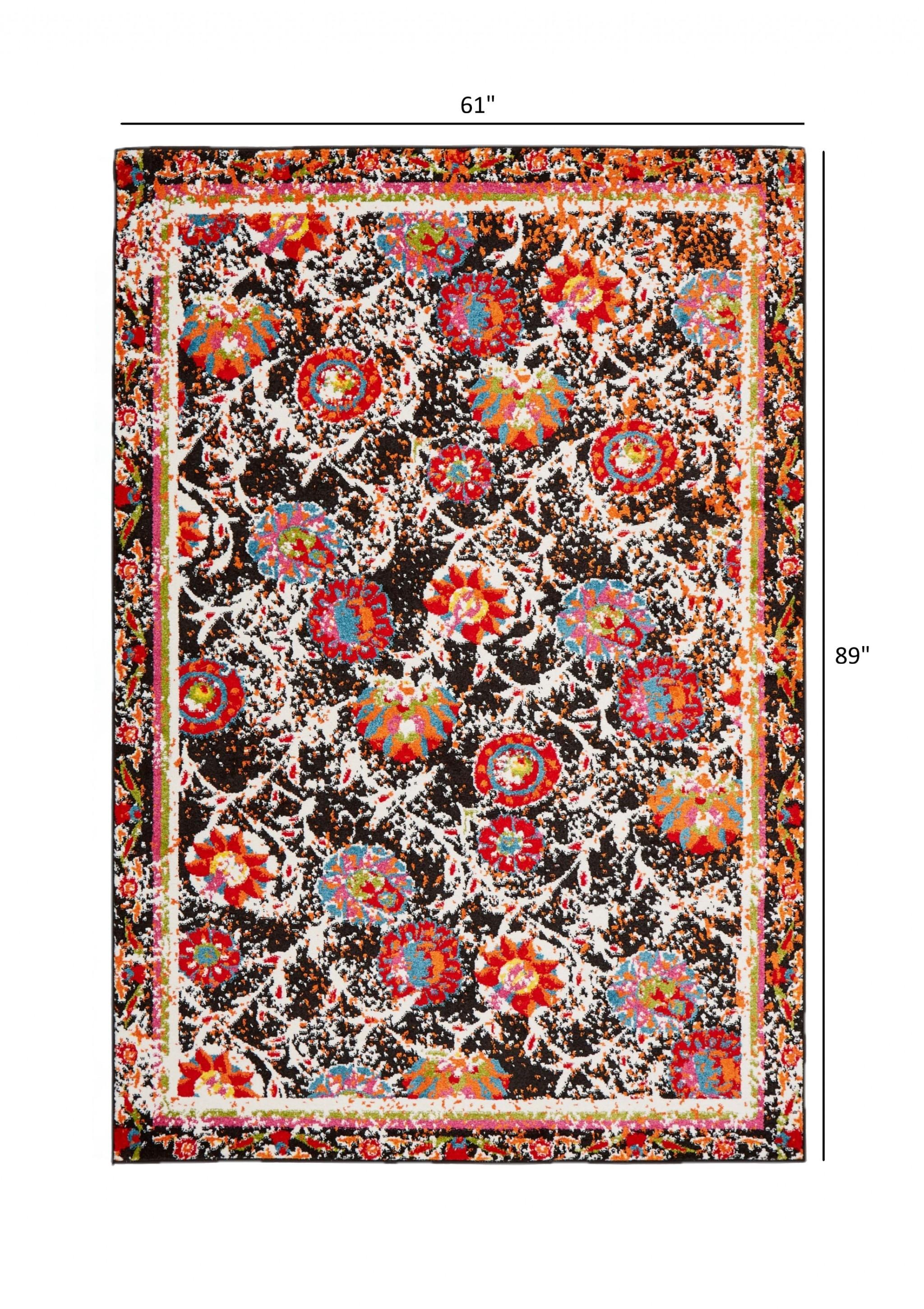 5’ x 7’ Black Radiant Floral Imagination Area Rug