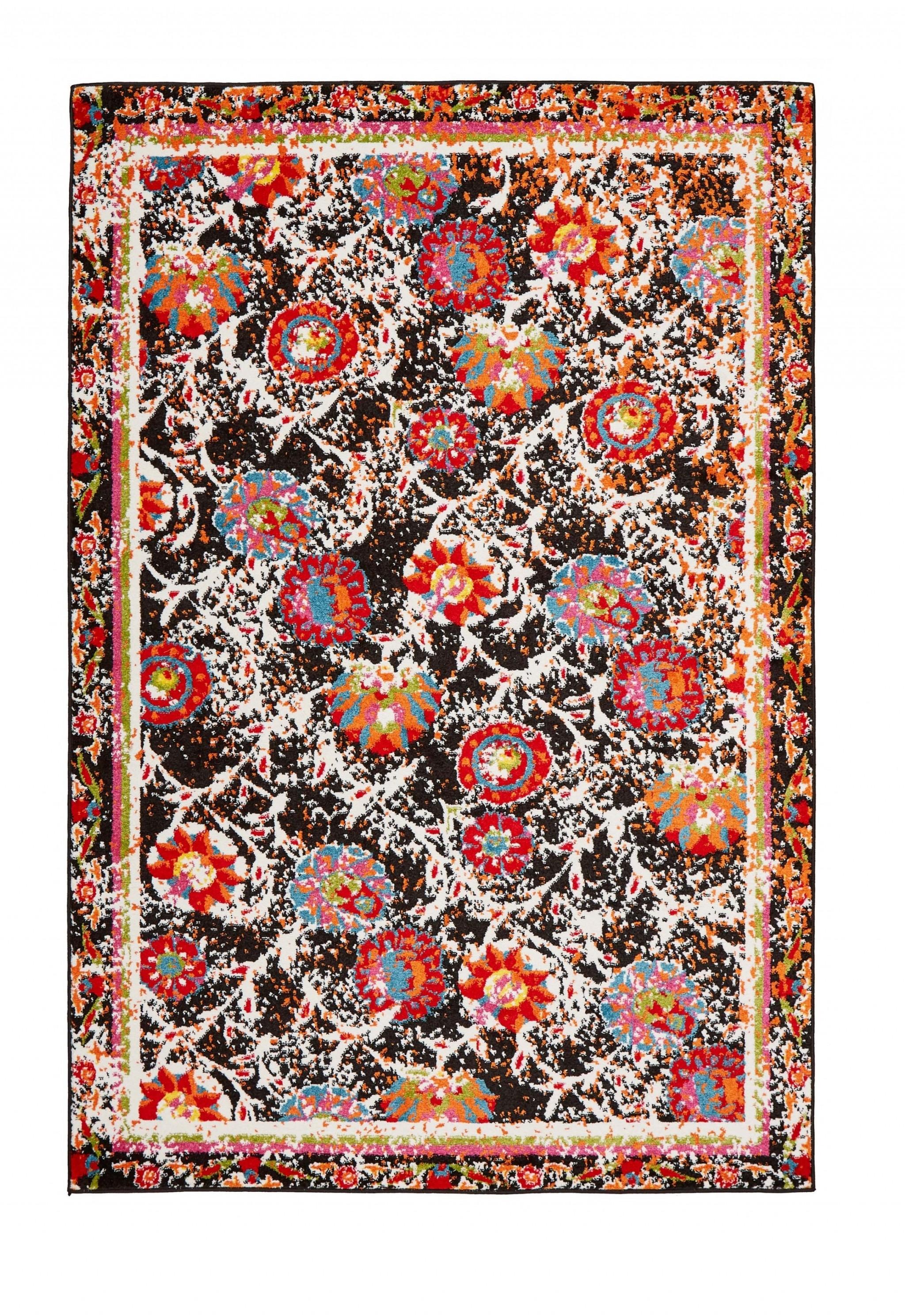 5’ x 7’ Black Radiant Floral Imagination Area Rug