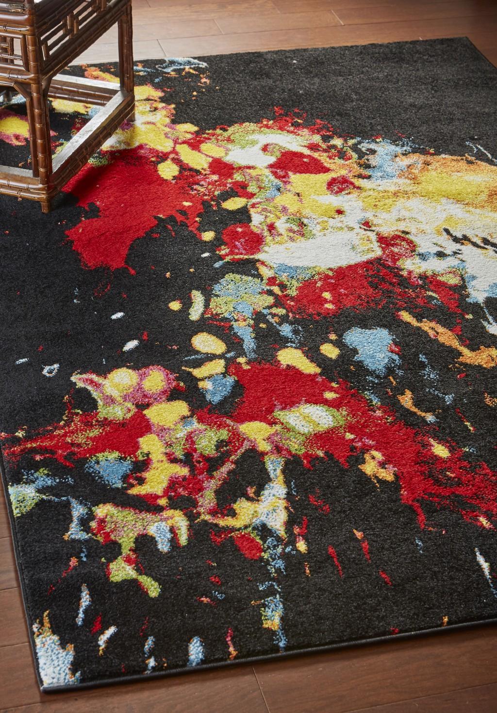 5’ x 7’ Black Abstract Explosion Area Rug