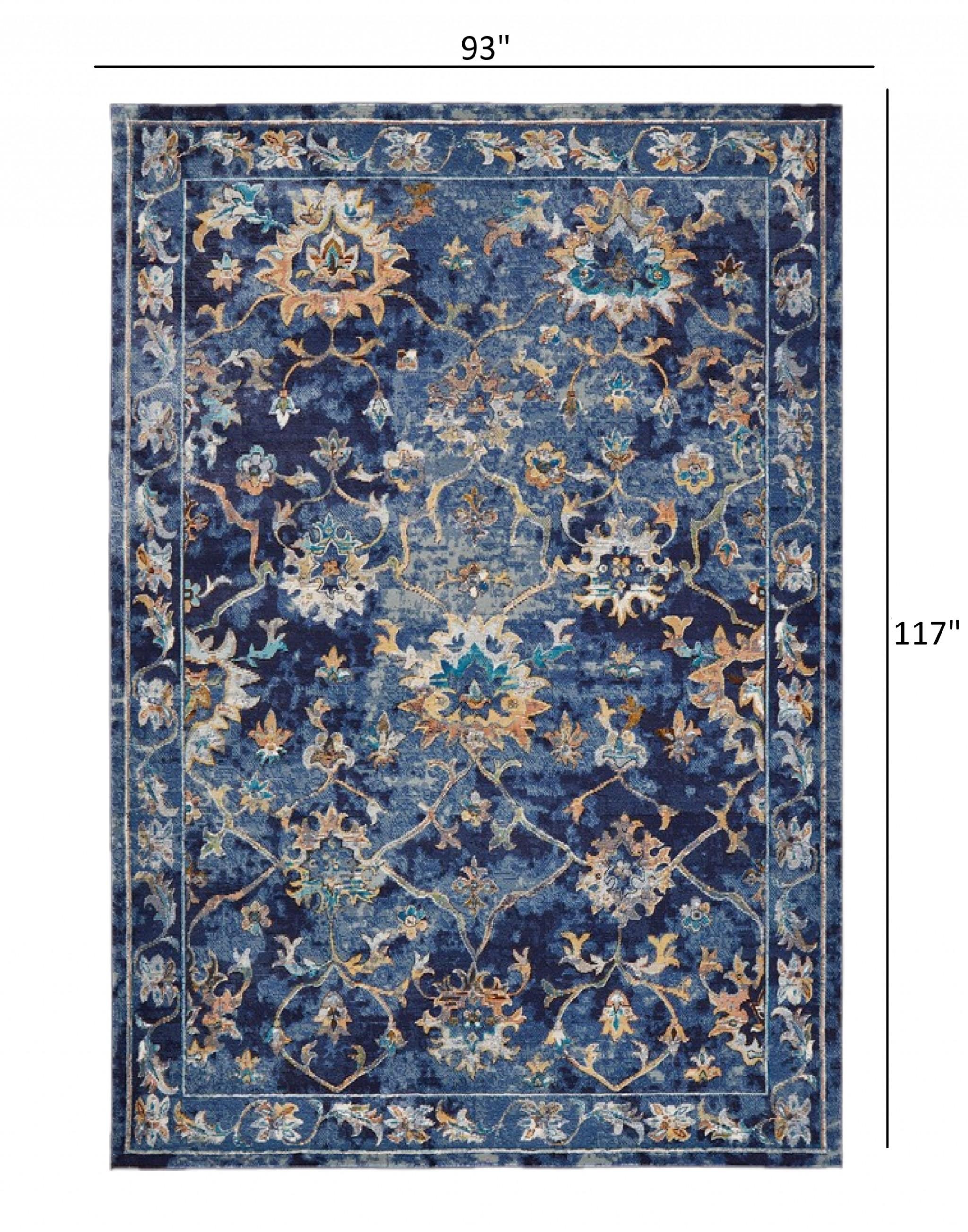8’ x 10’ Blue and Gold Jacobean Area Rug Default Title