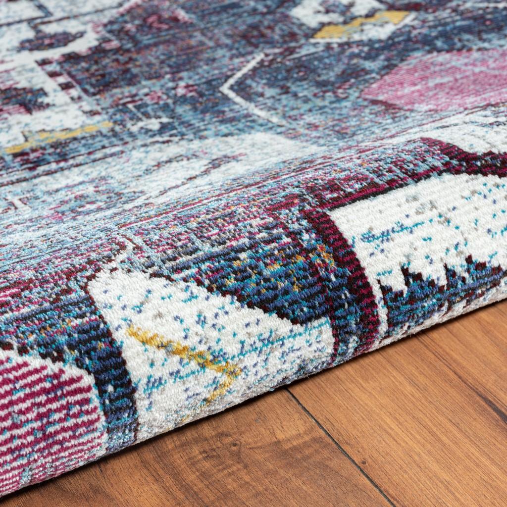 8’ x 10’ Navy and Ivory Global Inspired Area Rug