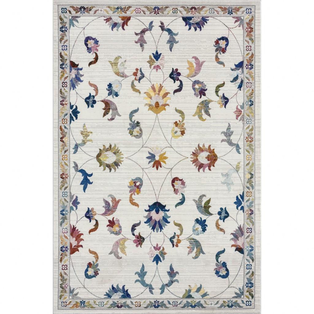 8’ x 10’ Ivory Jacobean Pattern Area Rug Default Title