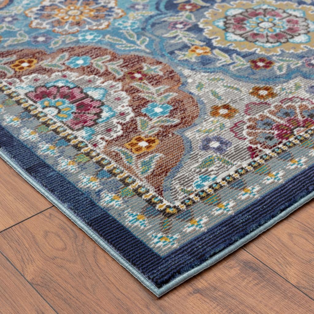 8’ x 10’ Blue Trellis Mosaic Area Rug