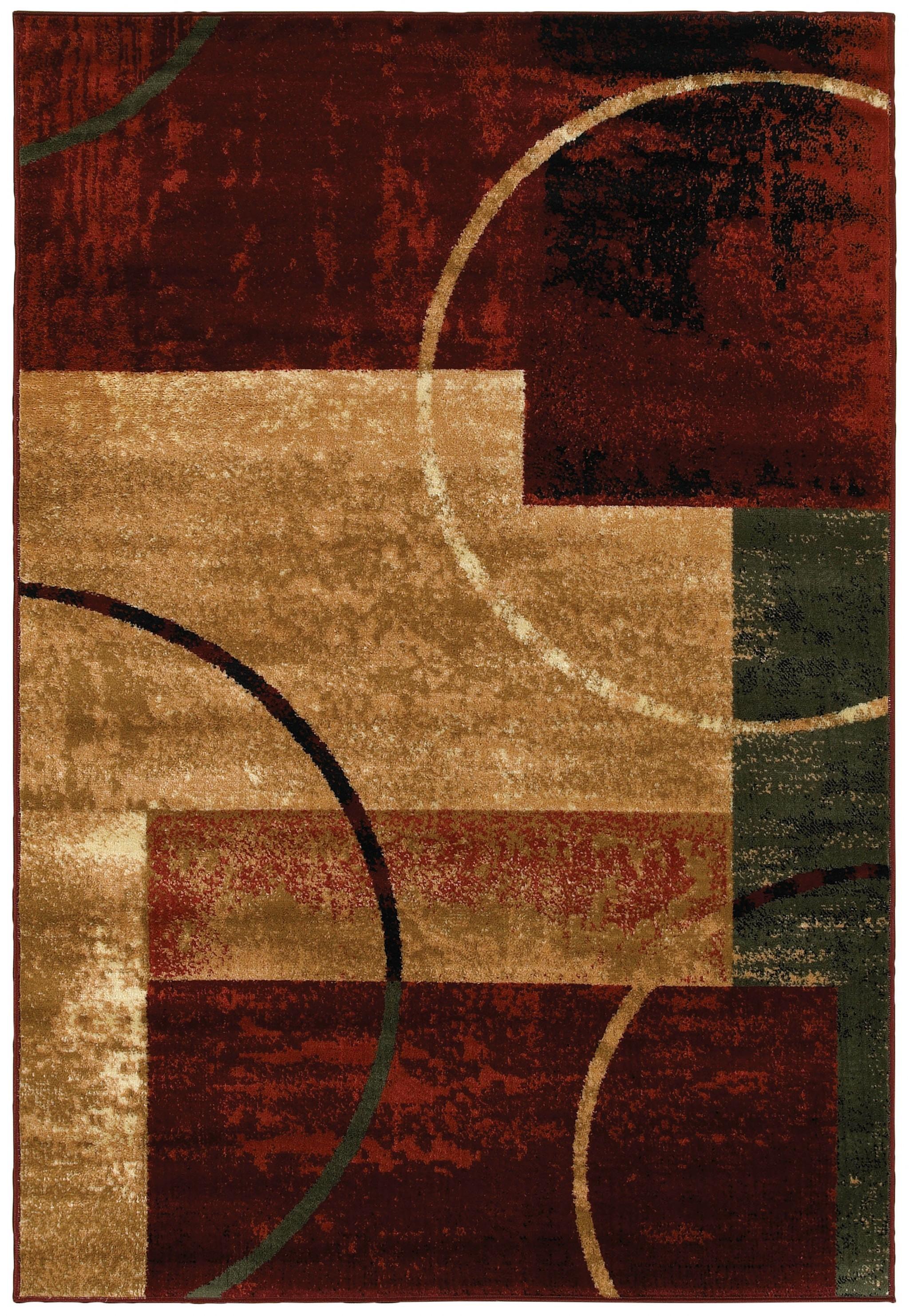 8’ x 10’ Red and Brown Geometric Area Rug Default Title