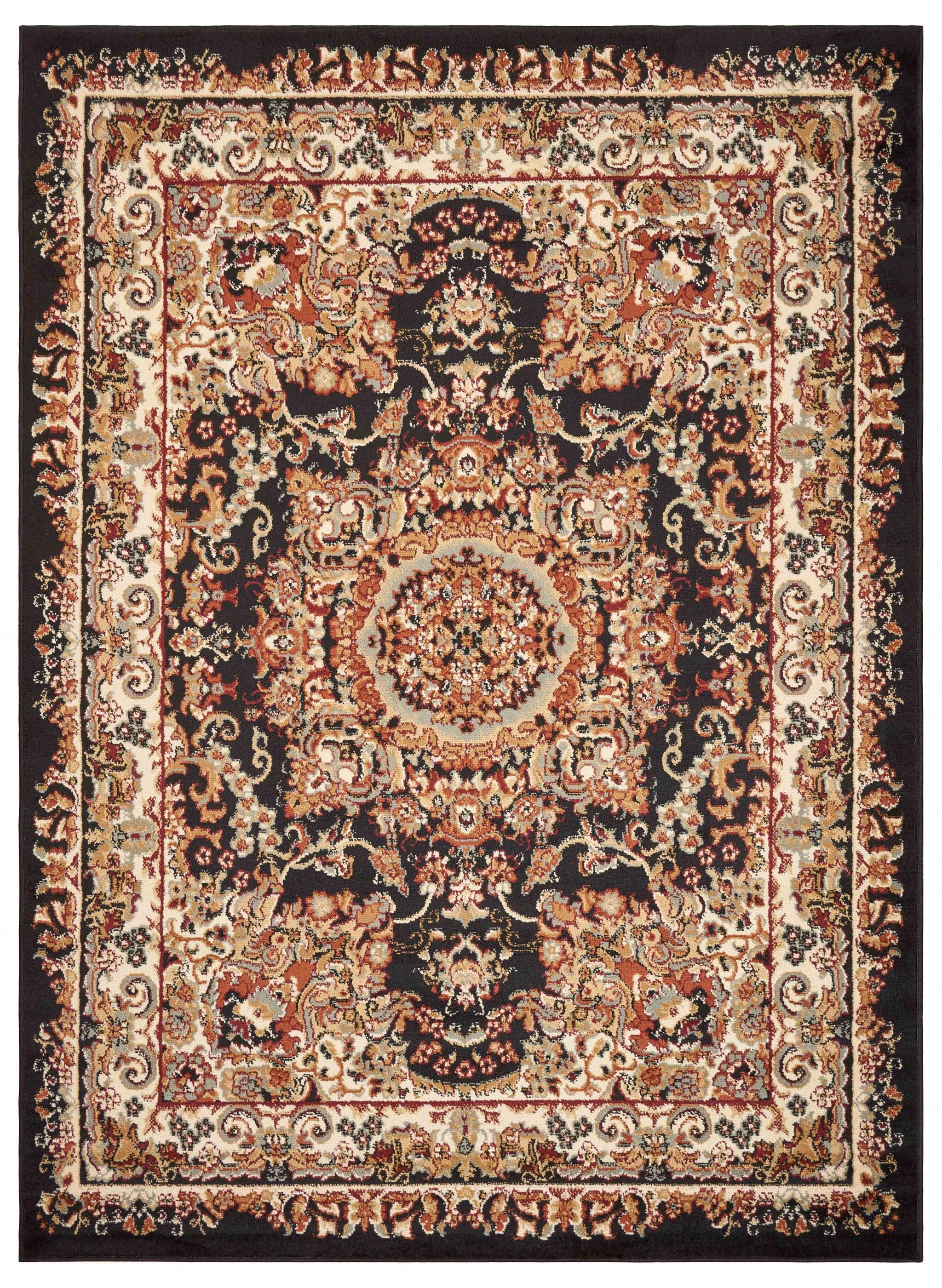 7’ x 9’ Black Royal Medallion Area Rug
