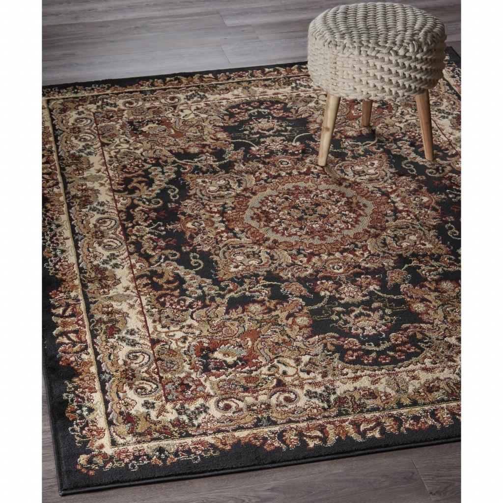 7’ x 9’ Black Royal Medallion Area Rug