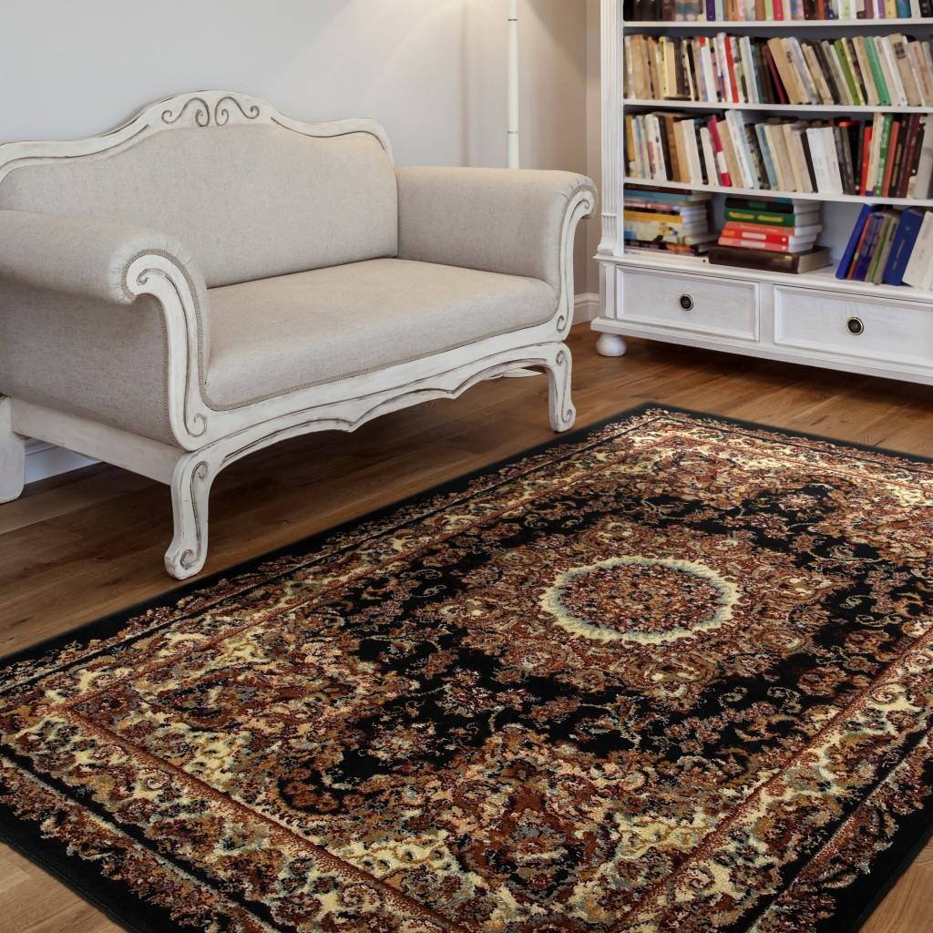 7’ x 9’ Black Royal Medallion Area Rug
