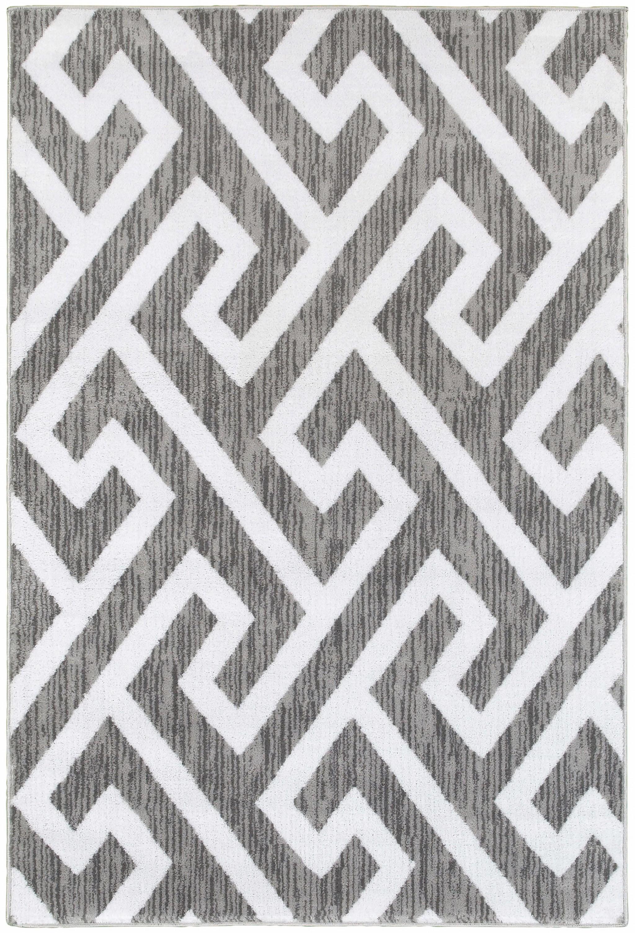 5’ x 7’ Gray Greek Key Pattern Area Rug