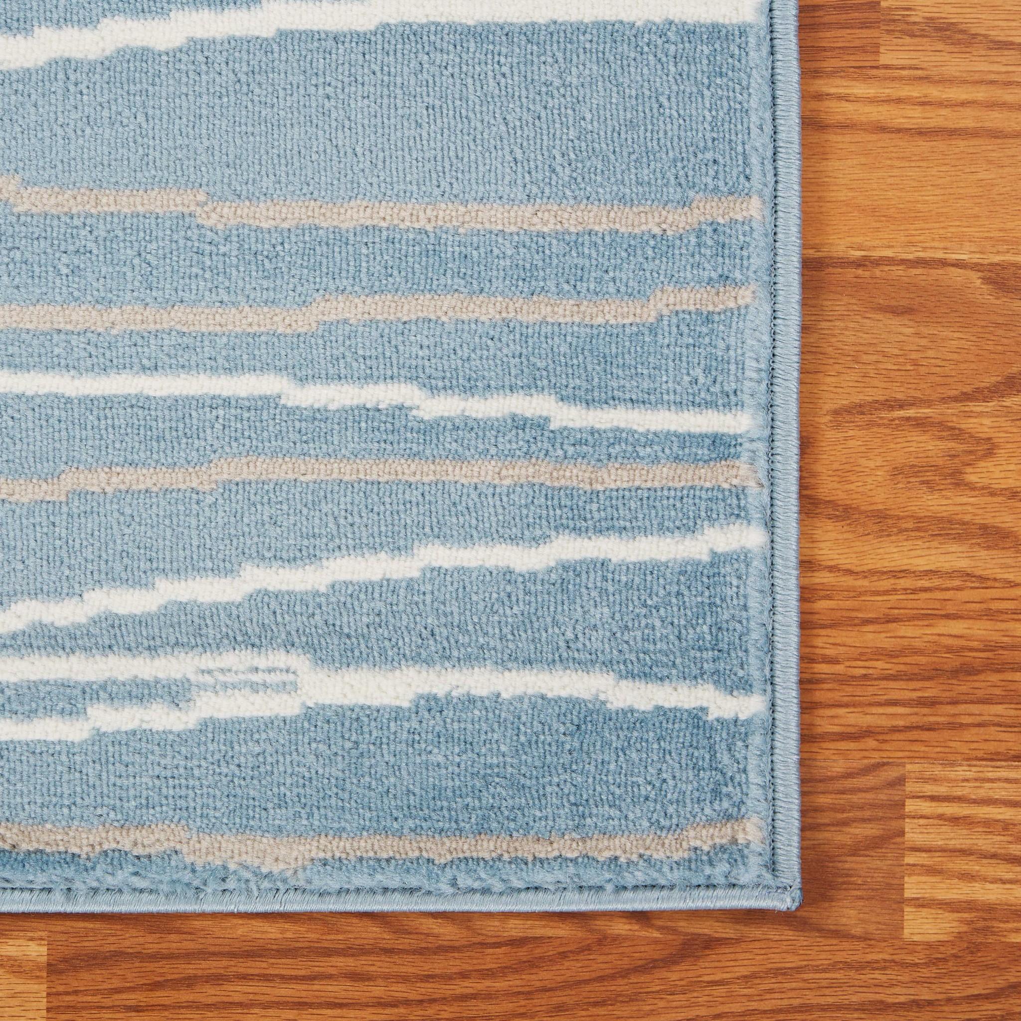 8’ x 10’ Blue Contemporary Waves Area Rug