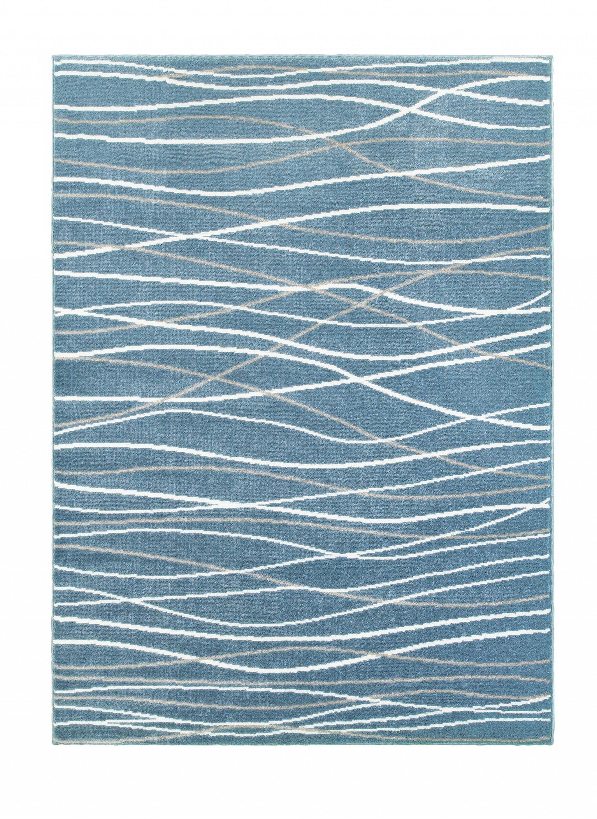 8’ x 10’ Blue Contemporary Waves Area Rug