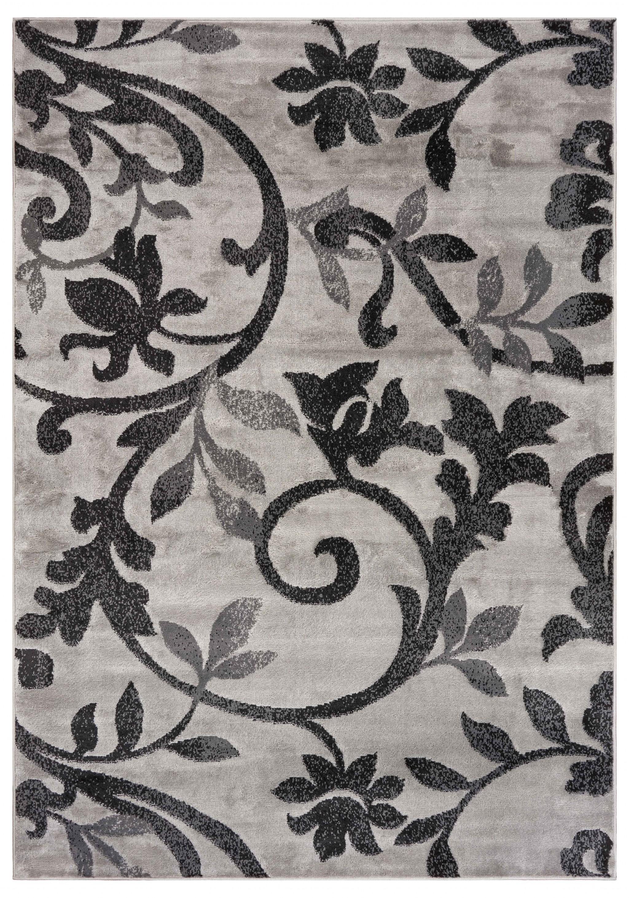 8’ x 9’ Gray Filigree Vines Area Rug