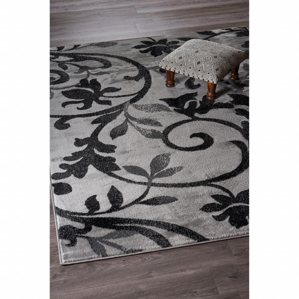 8’ x 9’ Gray Filigree Vines Area Rug