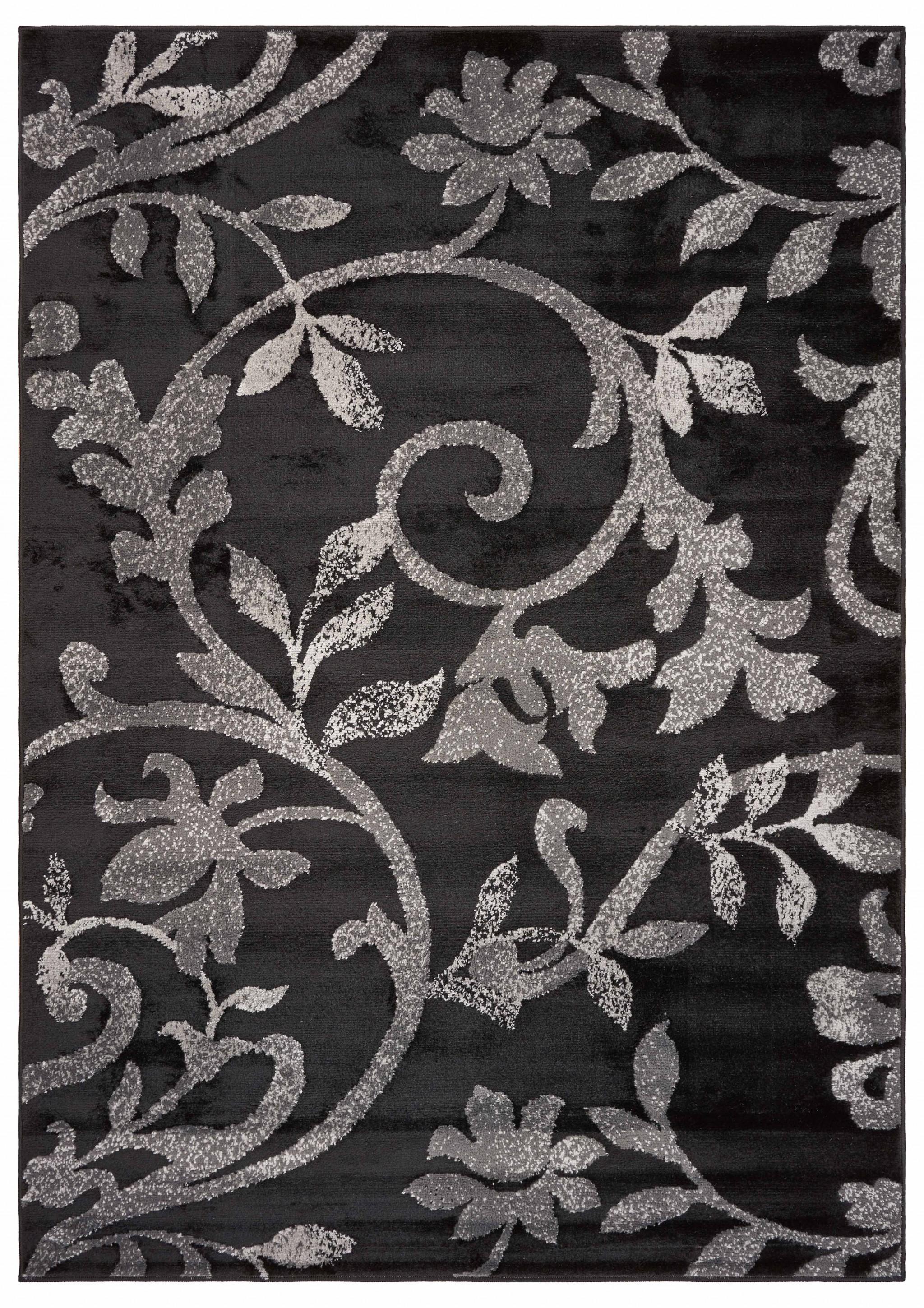 8’ x 10’ Black Filigree Vines Area Rug