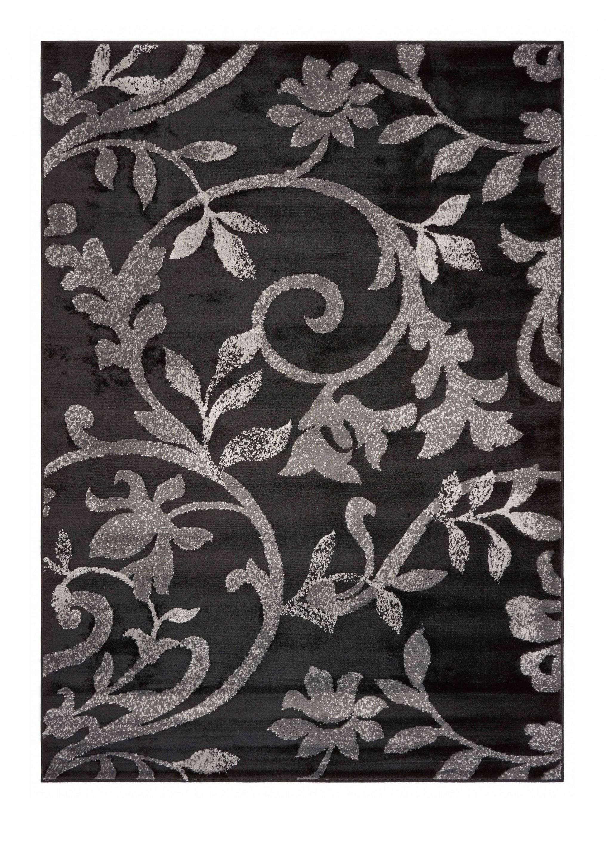 8’ x 10’ Black Filigree Vines Area Rug