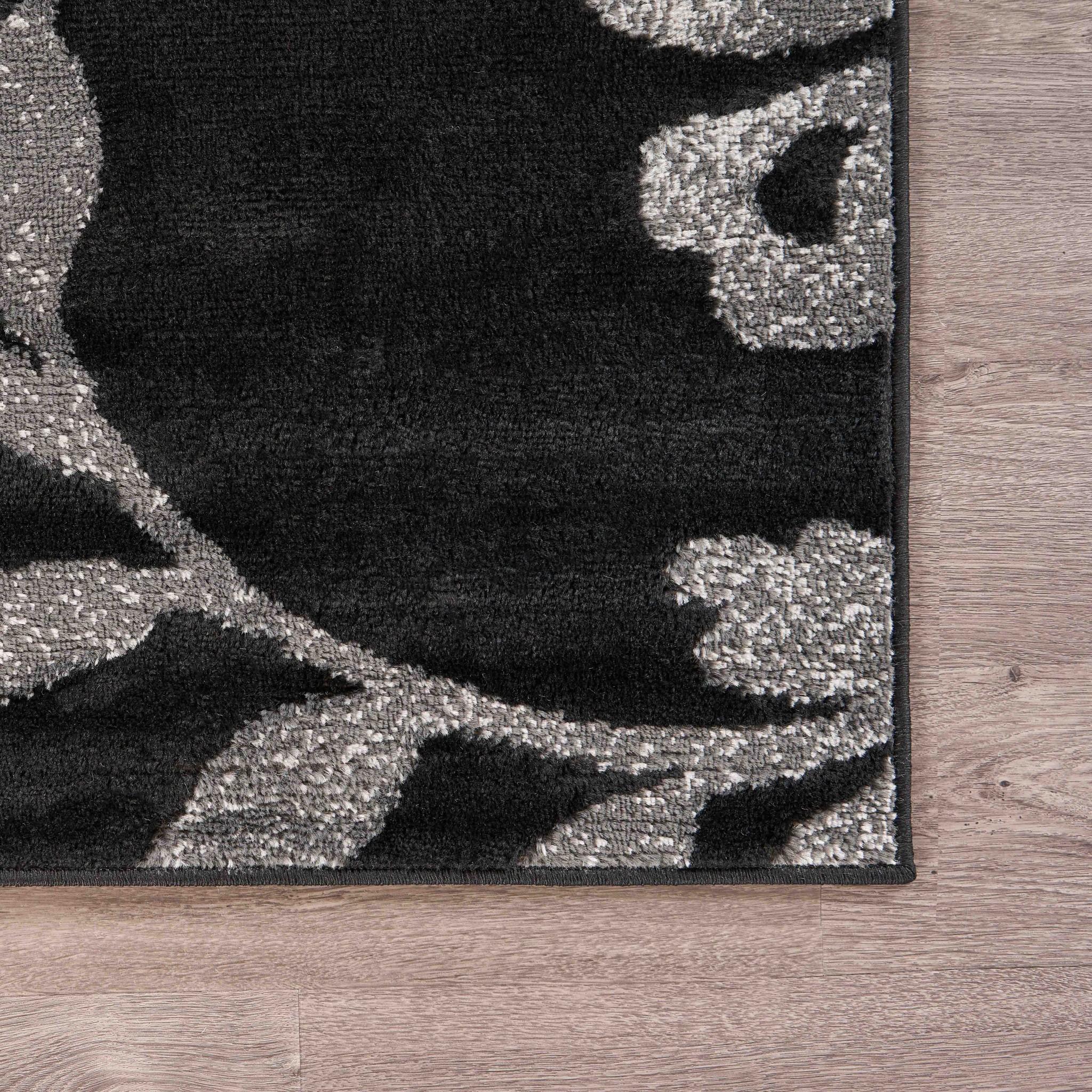 9’ x 12’ Black Filigree Vines Area Rug