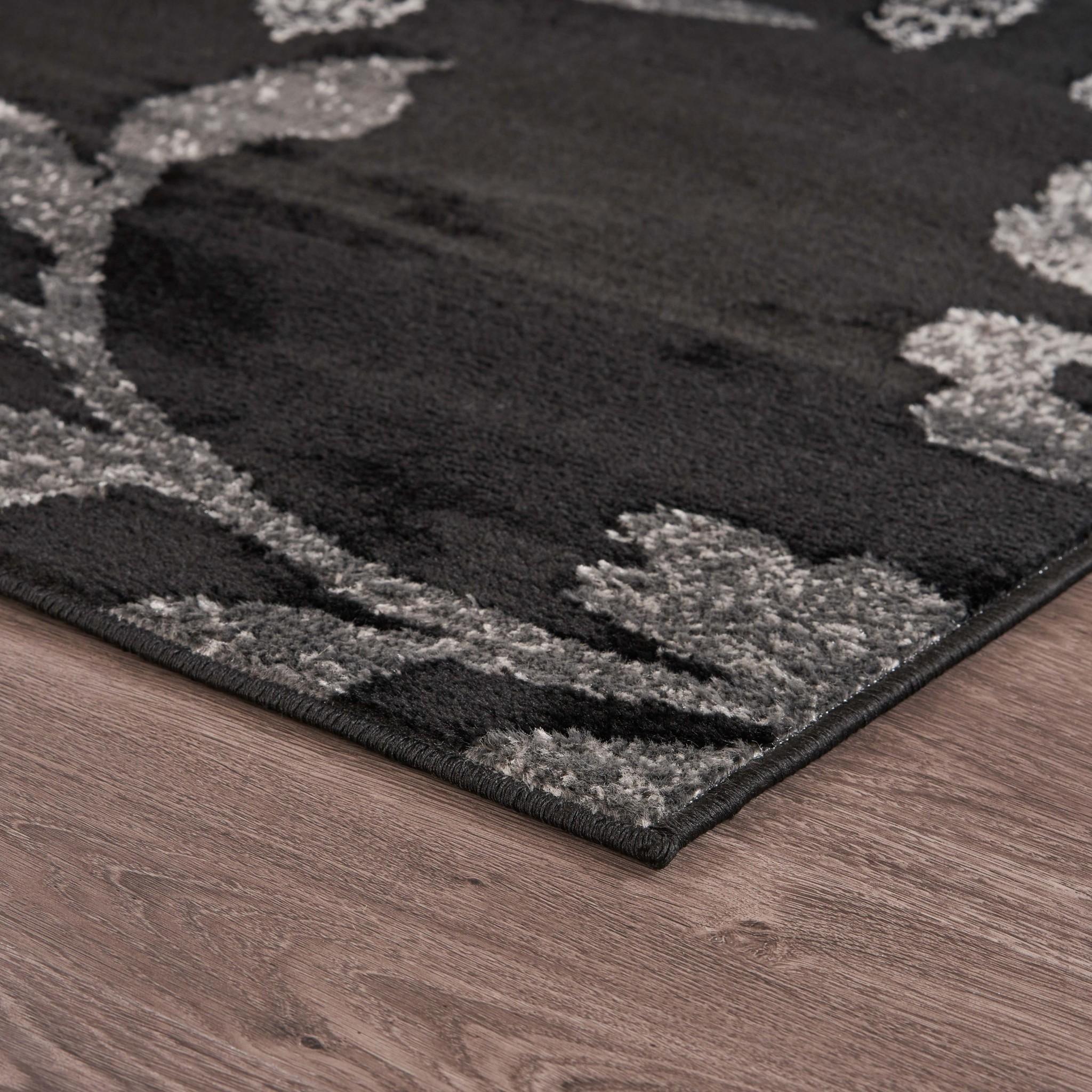 9’ x 12’ Black Filigree Vines Area Rug