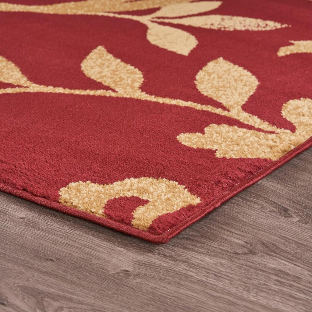 8’ x 9’ Red Filigree Vines Area Rug