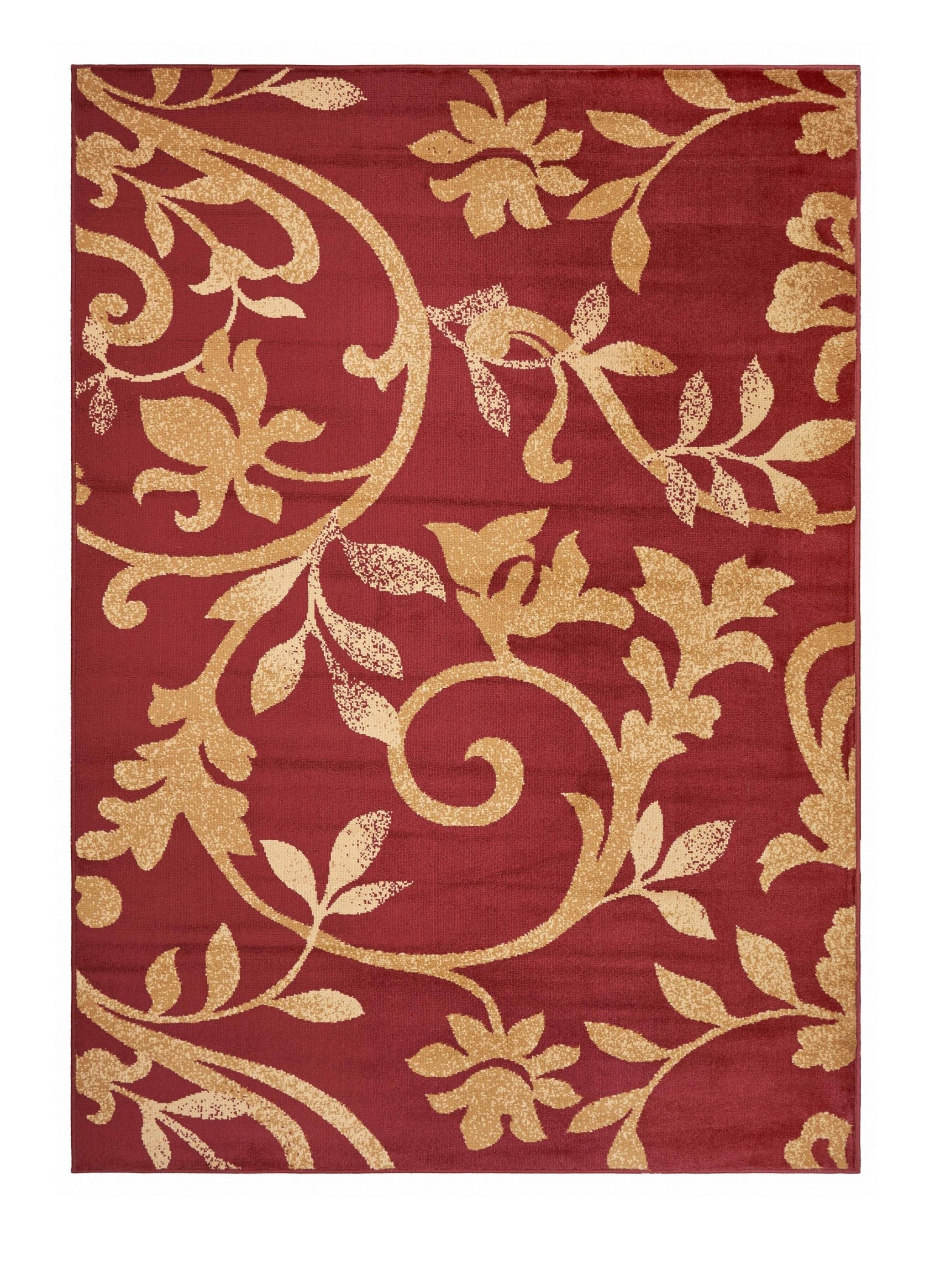 8’ x 9’ Red Filigree Vines Area Rug