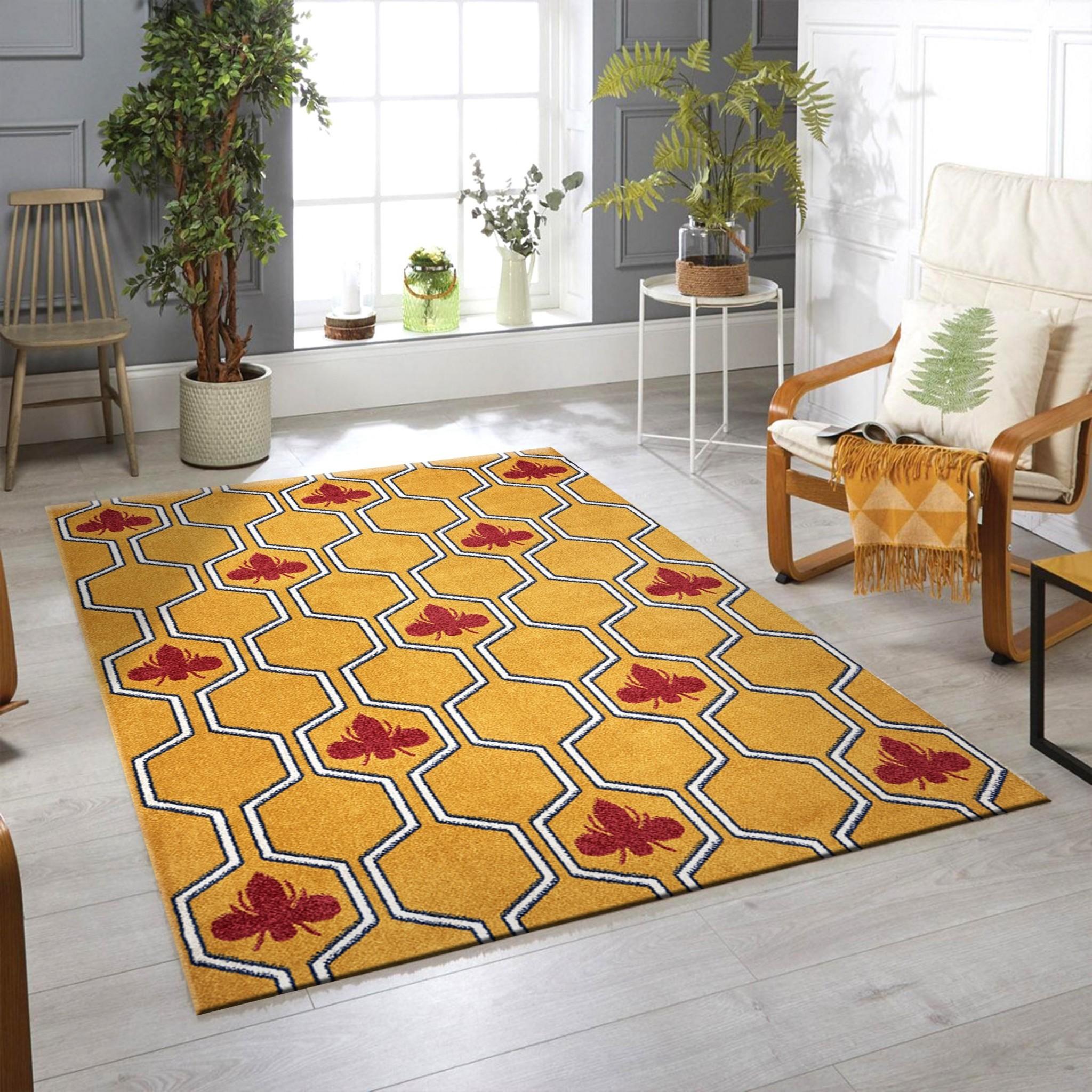 5’ x 7’ Yellow and Red Honey Bee Area Rug Default Title