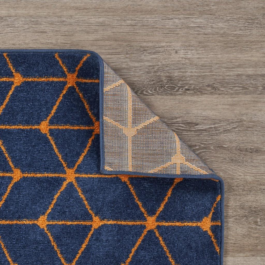 8’ x 9’ Navy and Orange Honeybee Area Rug