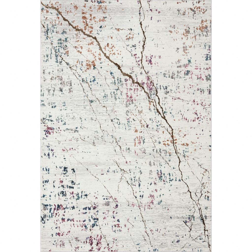 5’ x 8’ White Abstract Marble Area Rug Default Title