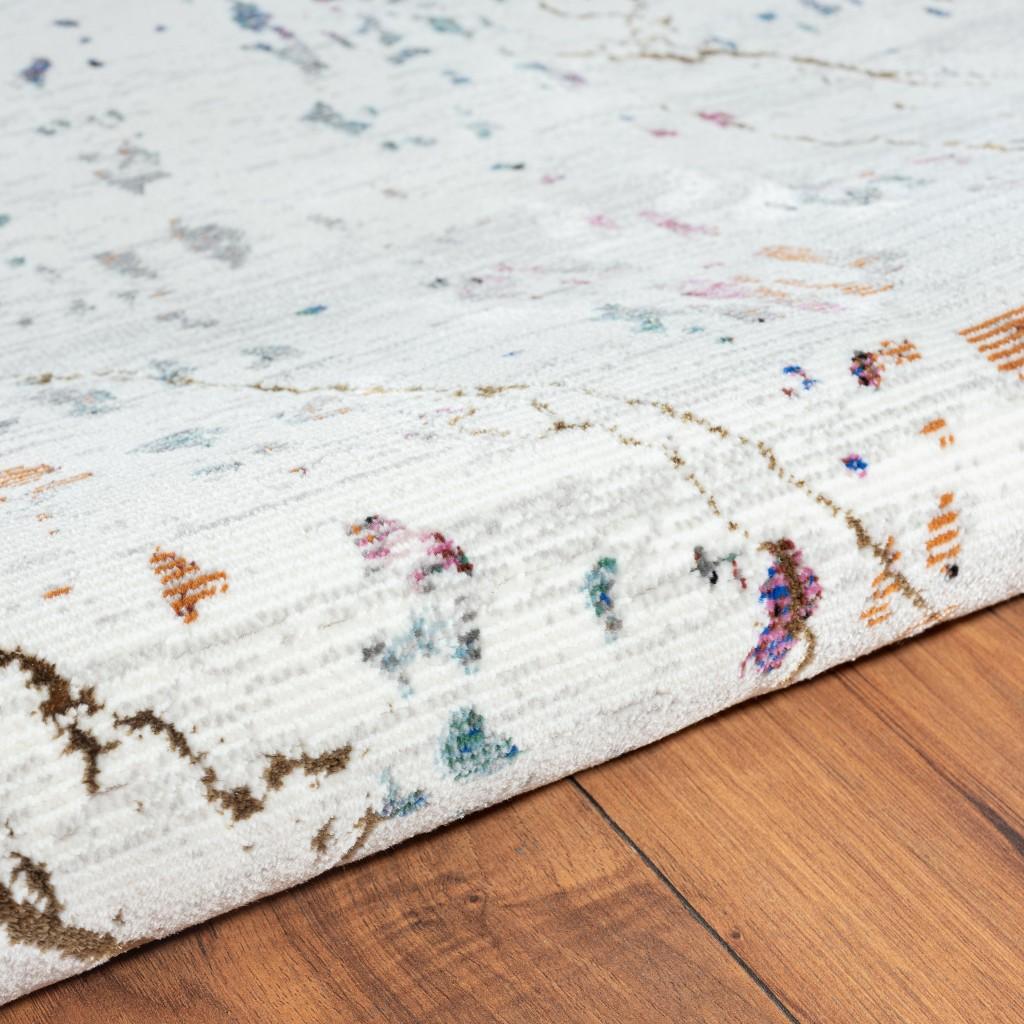 5’ x 8’ White Abstract Marble Area Rug