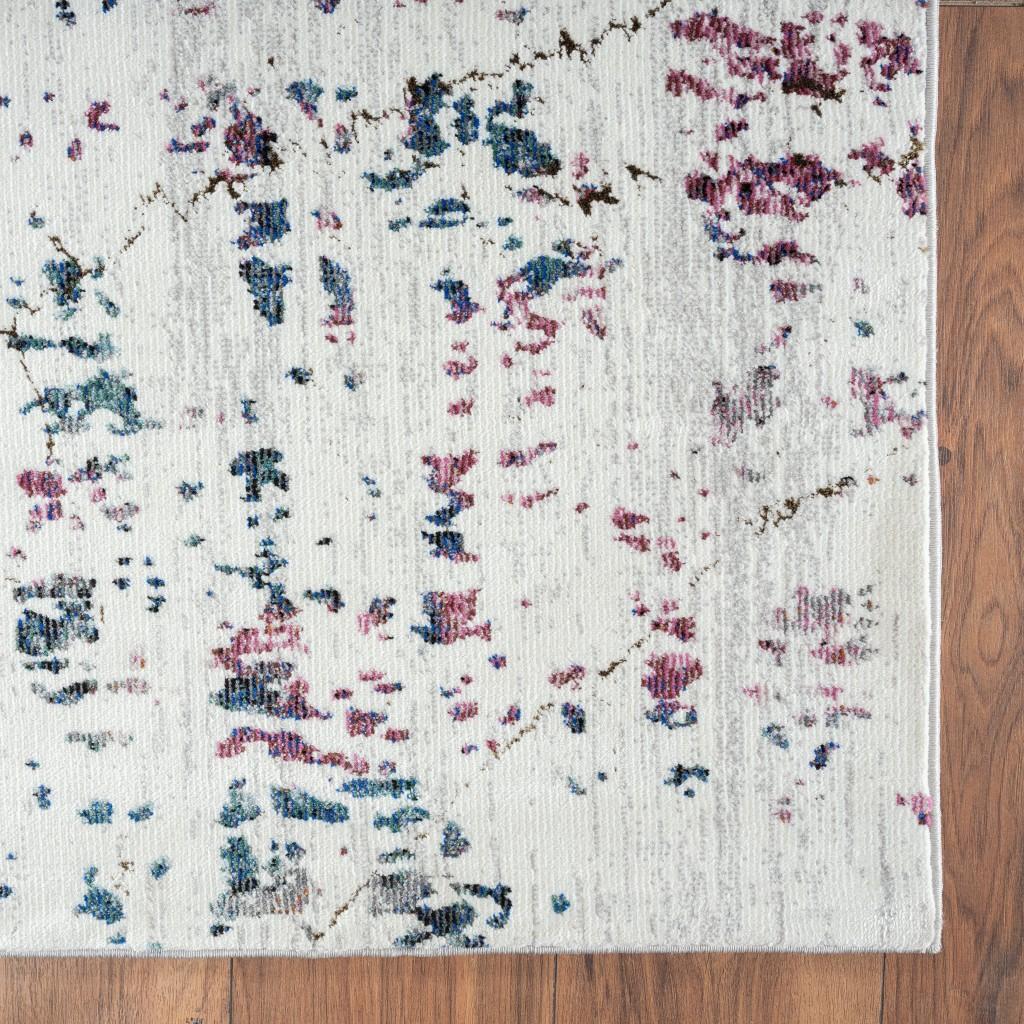 8’ x 10’ White Abstract Marble Area Rug