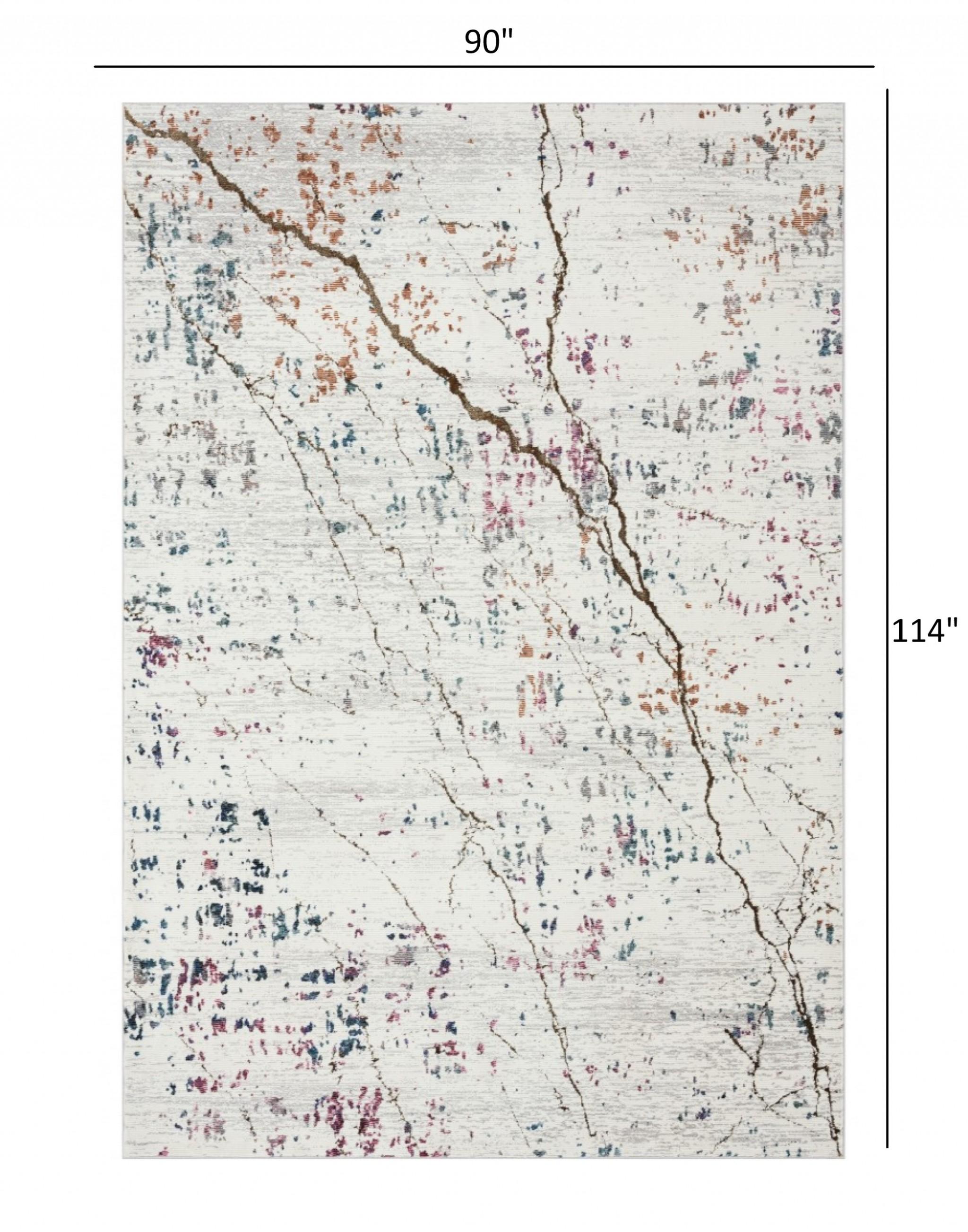 8’ x 10’ White Abstract Marble Area Rug