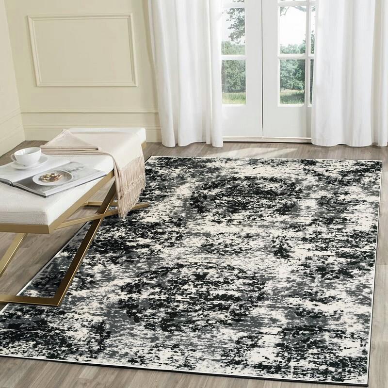 8’ x 10’ Modern Monochromatic Abstract Area Rug