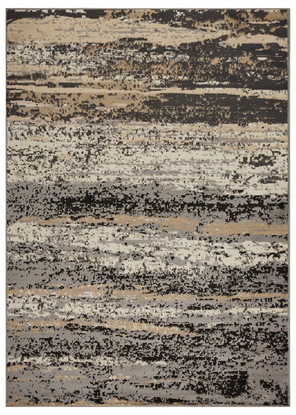 5’ x 7’ Beige and Black Abstract Desert Area Rug Default Title